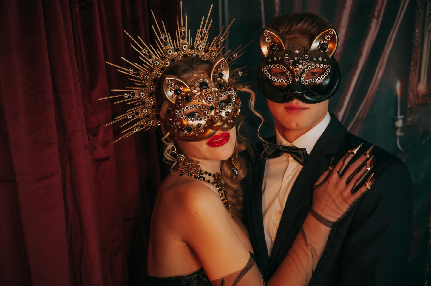 Black Cat Masquerade Mask For Men