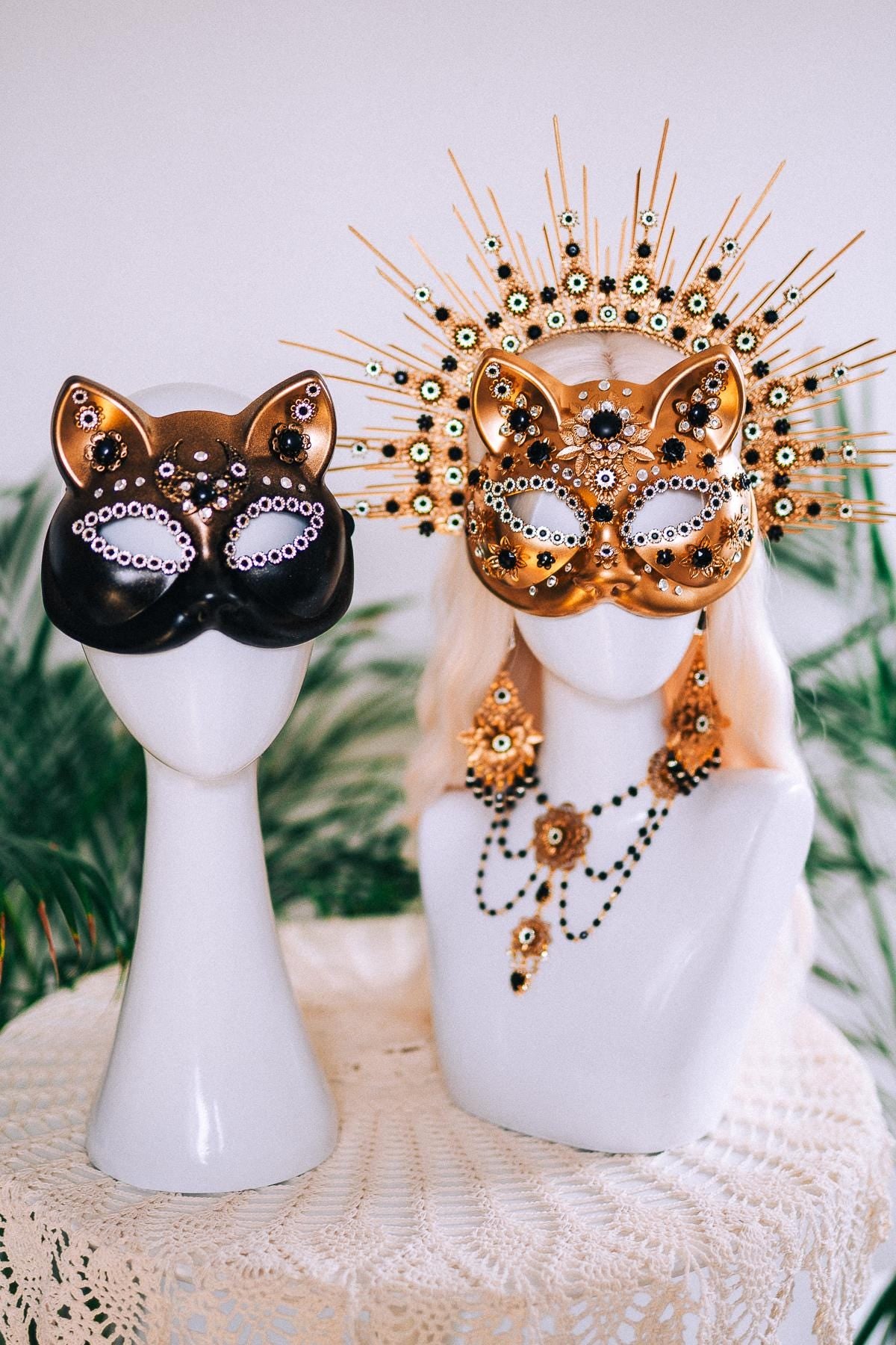 Catwoman Halo Crown Masquerade Headpiece Luxury Feline Goddess Crown