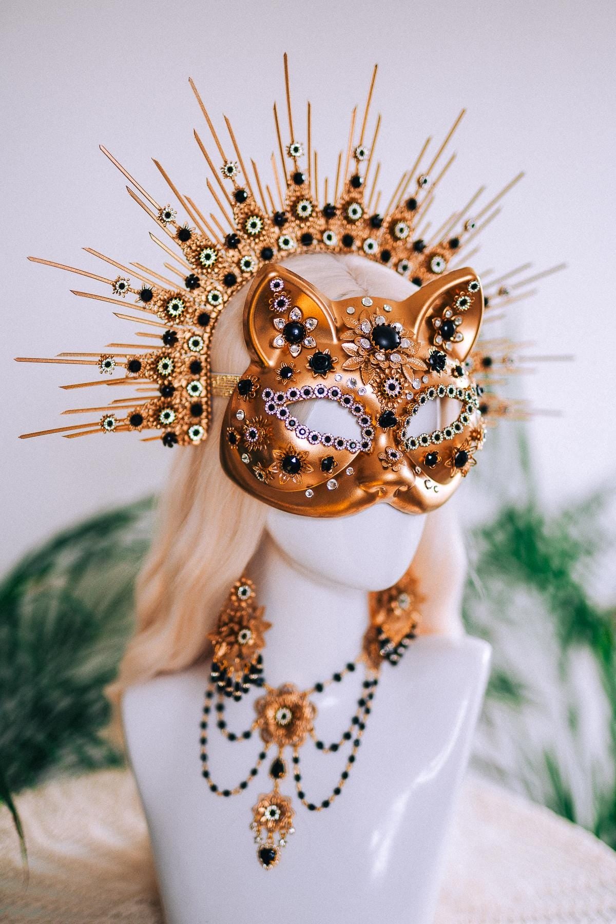 Black Cat Masquerade Mask For Men