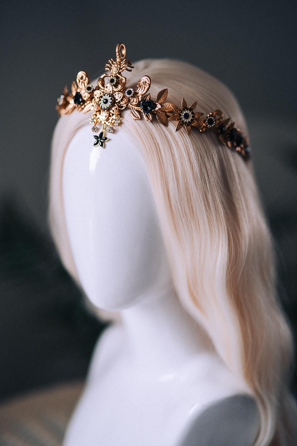 Scorpio Black Gold Tiara Zodiac Headpiece