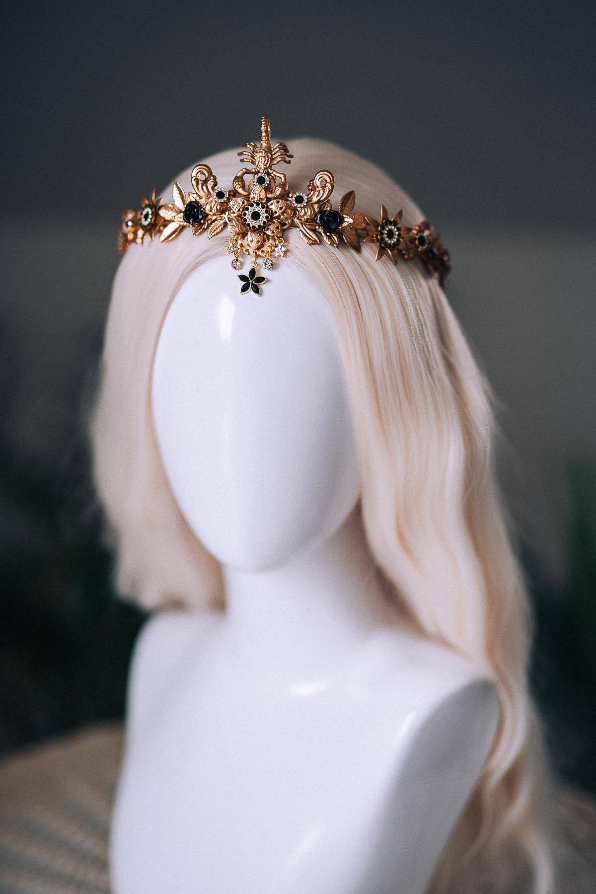 Scorpio Black Gold Tiara Zodiac Headpiece