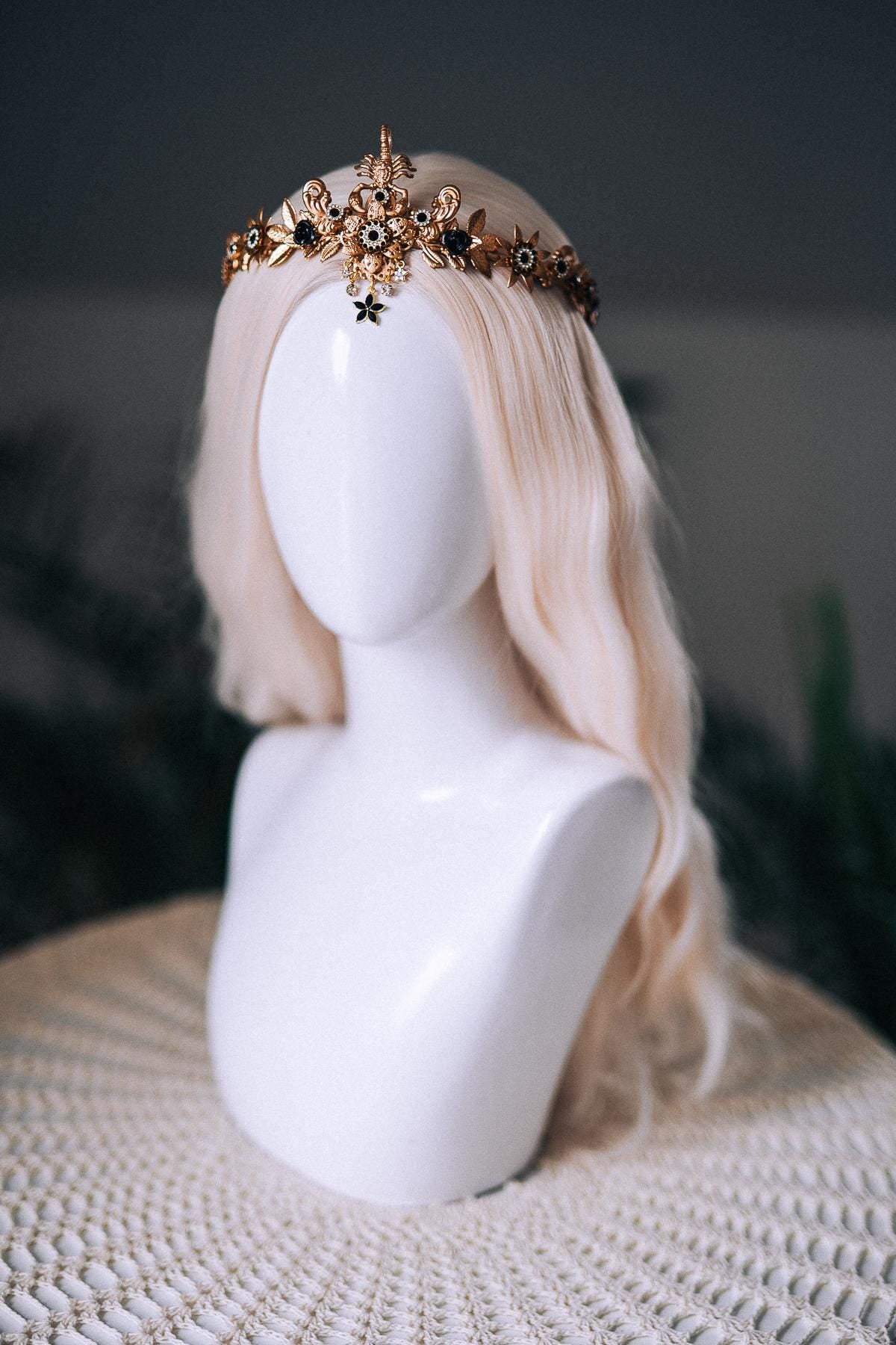 Scorpio Black Gold Tiara Zodiac Headpiece