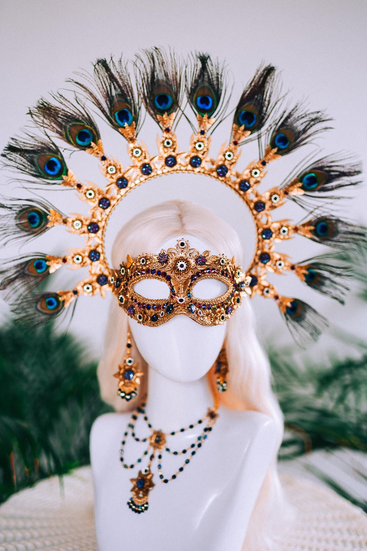 Peacock Feather Halo Crown