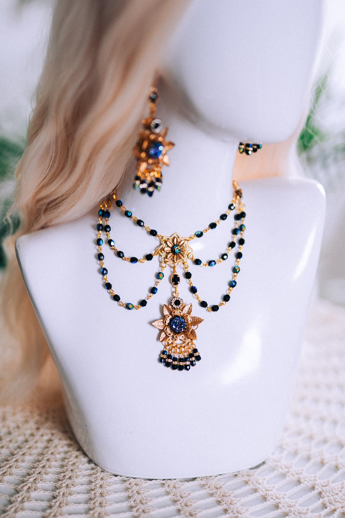 Peacock Inspired Masquerade Necklace