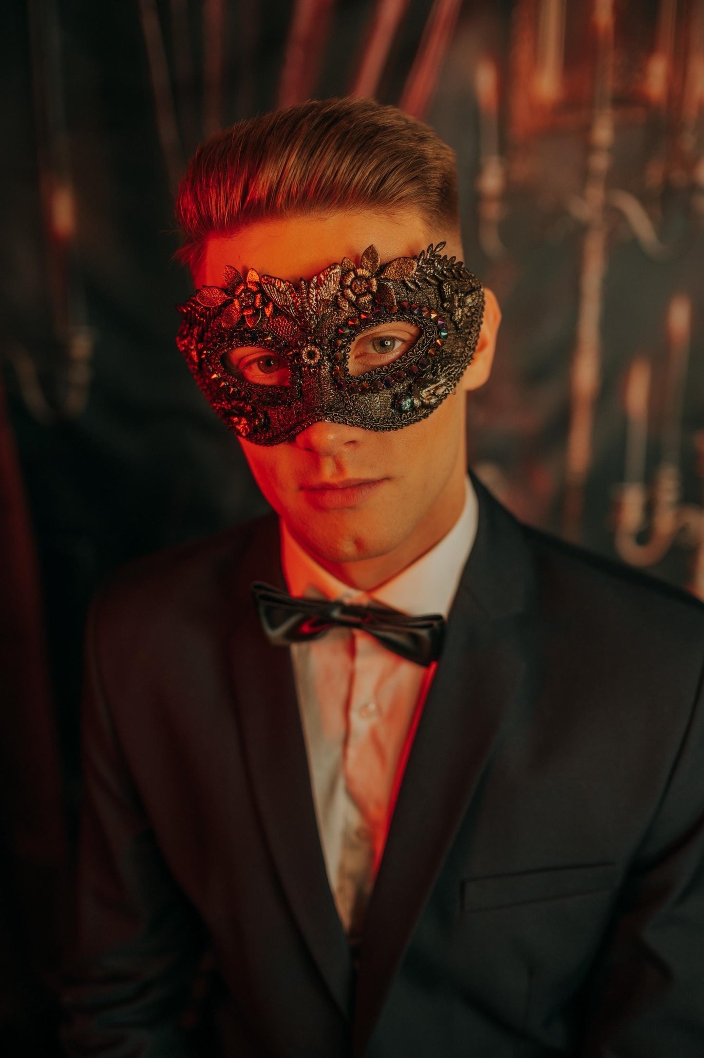 Black Gold Masquerade Mask For Men