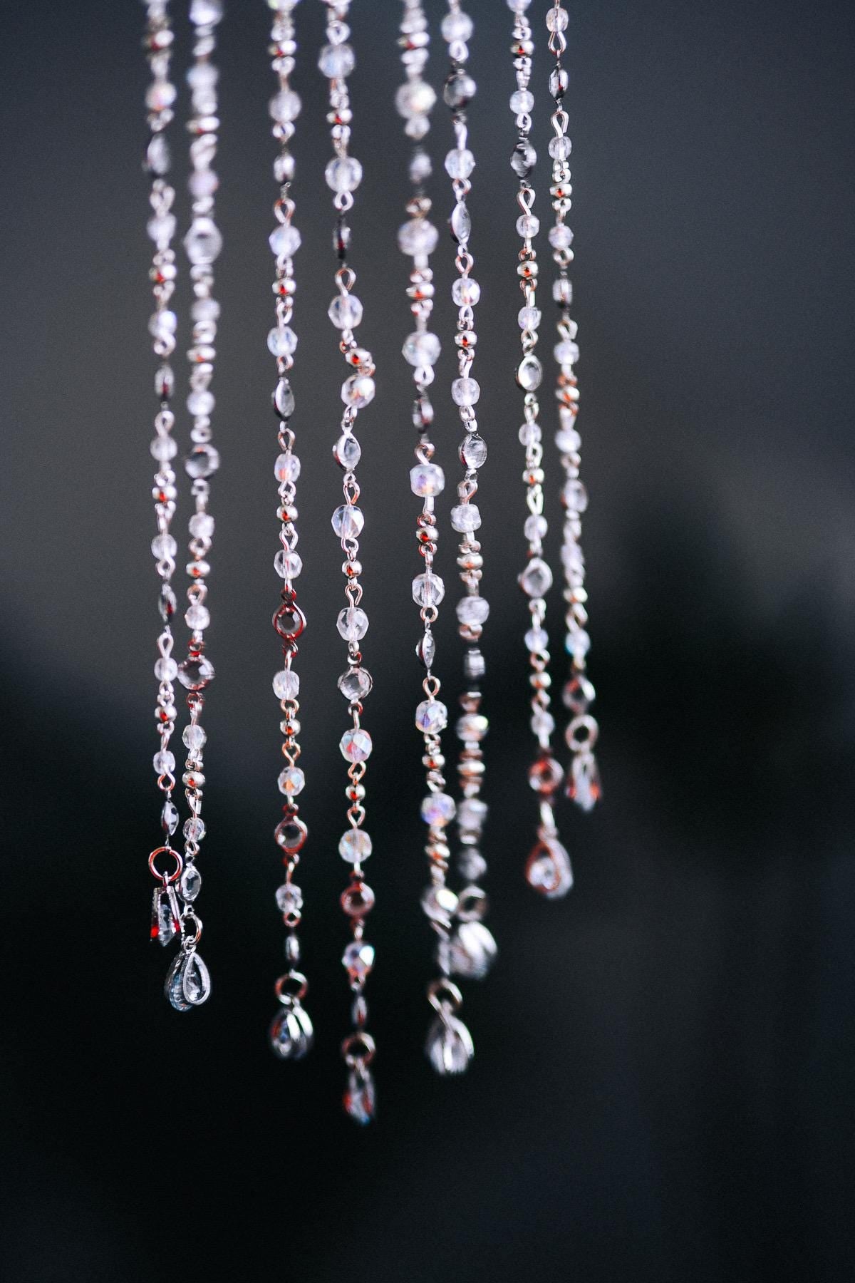 Silver Crystal Ear Cuffs Dripping Beads Festival Jewelry