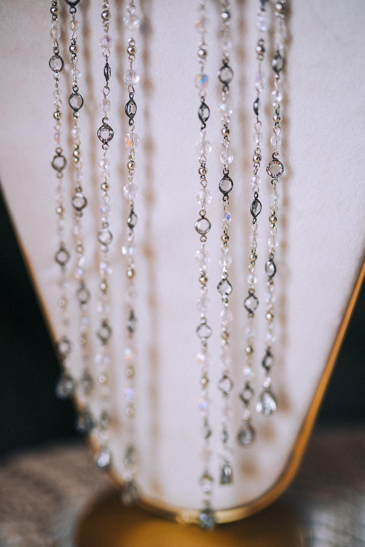 Silver Crystal Ear Cuffs Dripping Beads Festival Jewelry