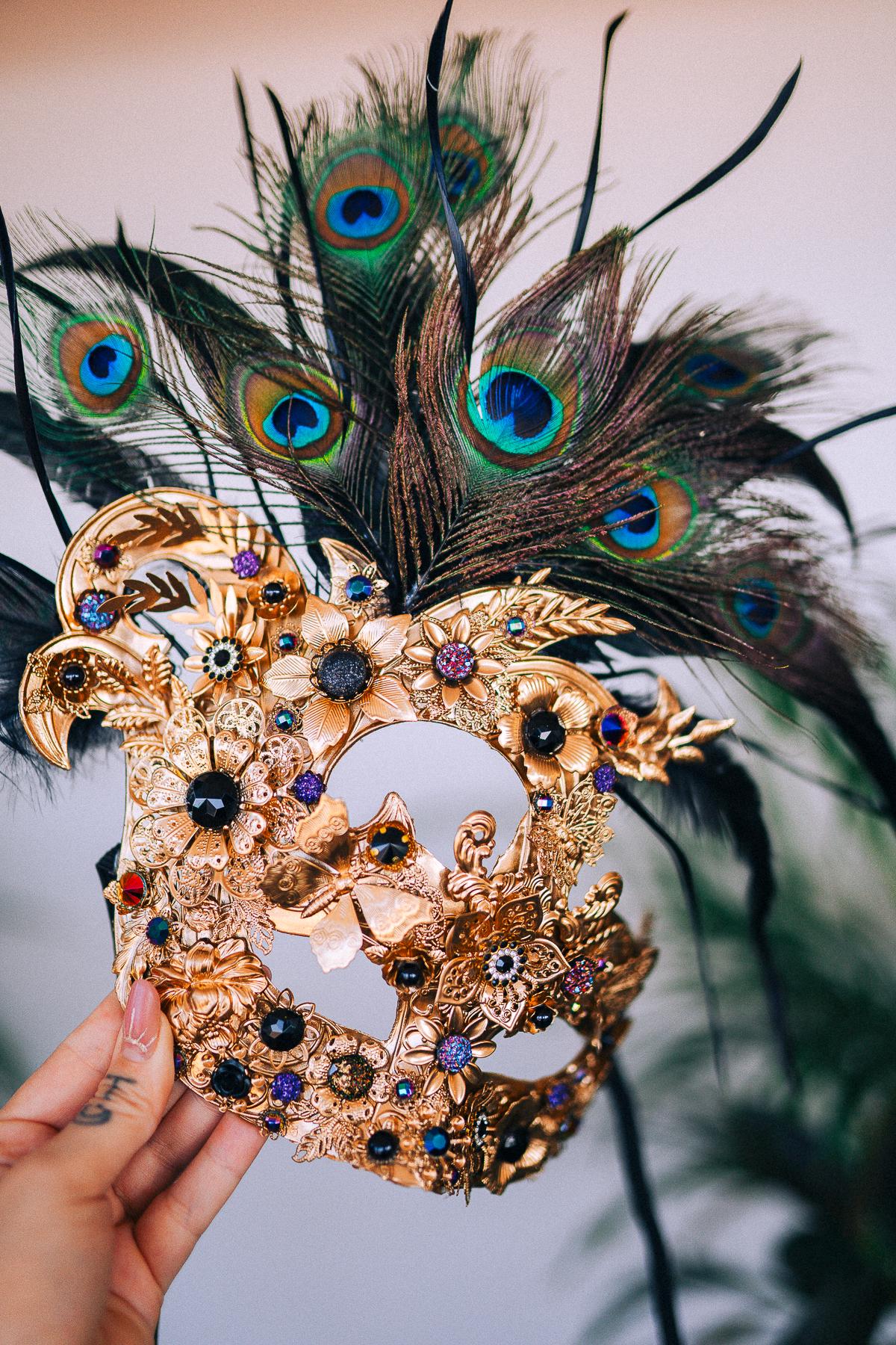 Silver Peacock Masquerade Mask Dark Baroque Goddess Headpiece