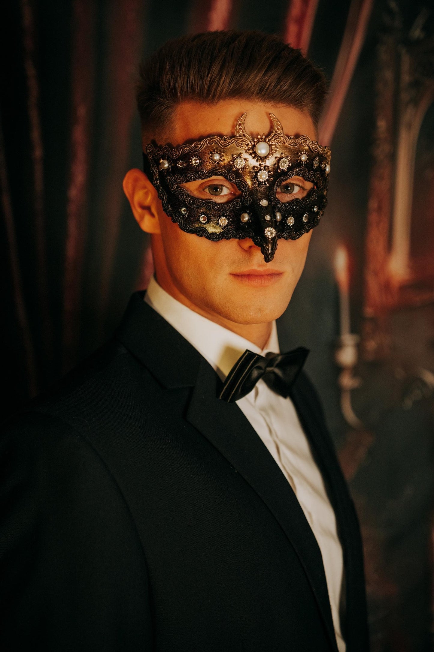 Black Raven Masquerade Mask For Men
