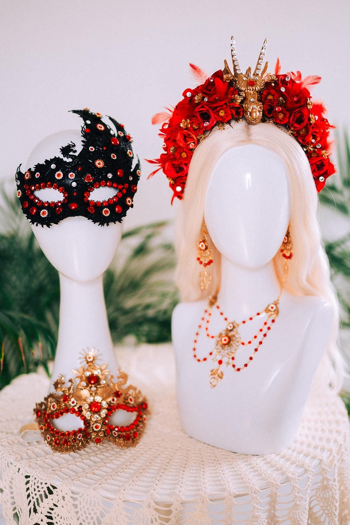 Red Dragon Masquerade Earrings