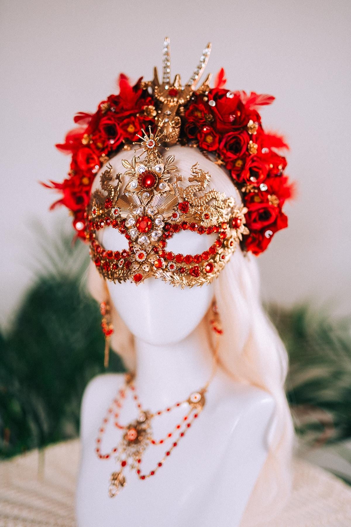 Red Dragon Masquerade Earrings