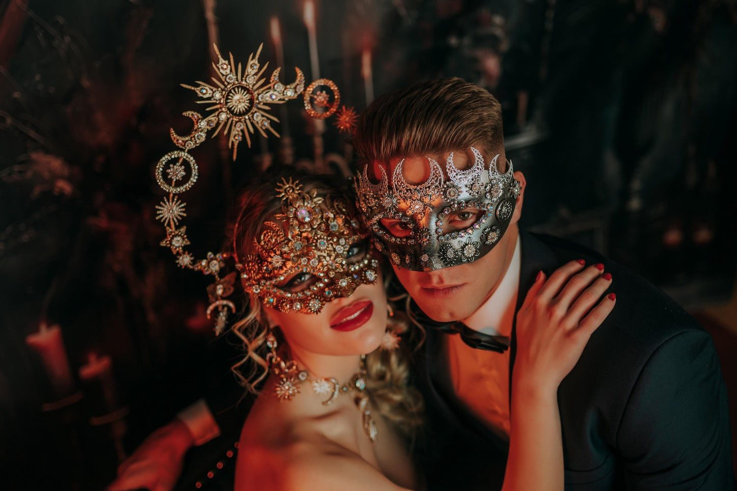 Solar Eclipse Sun Moon Masquerade Earrings