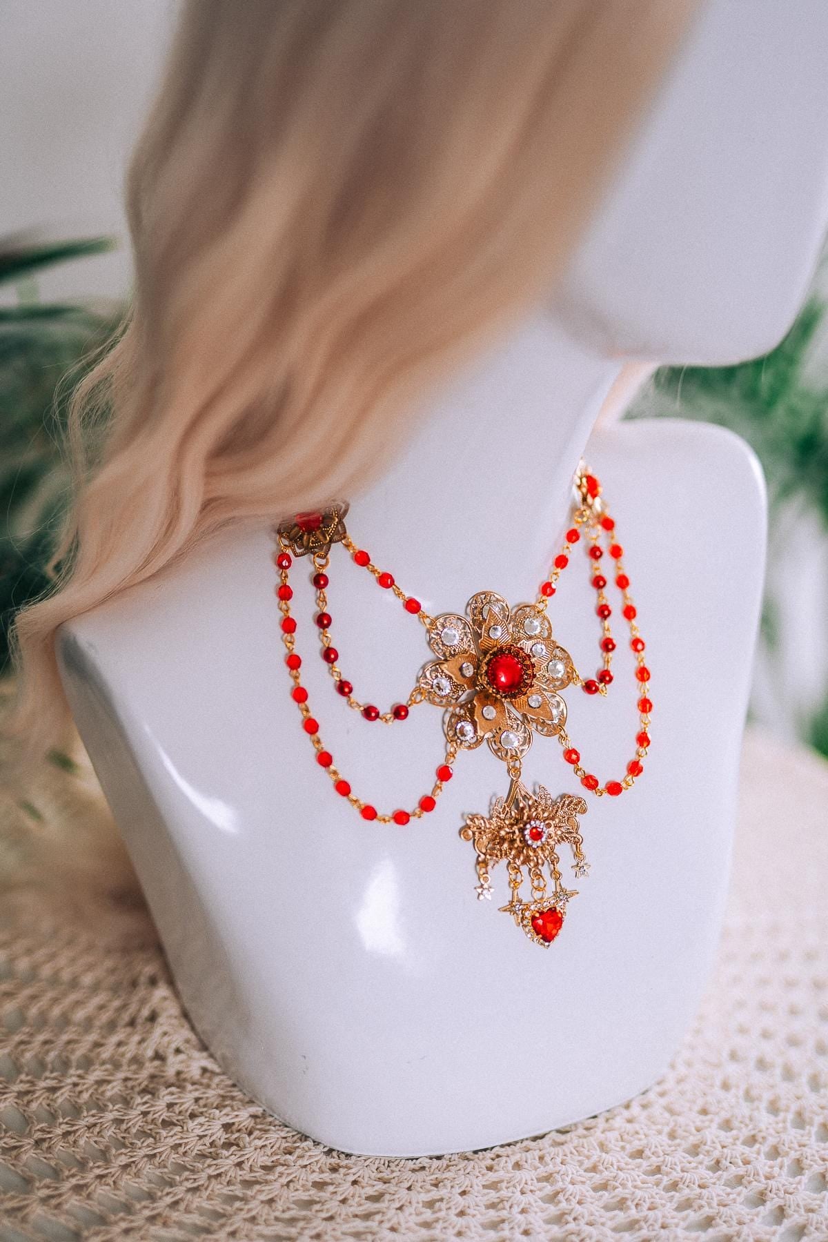 Crimson Baroque Masquerade Halo Crown