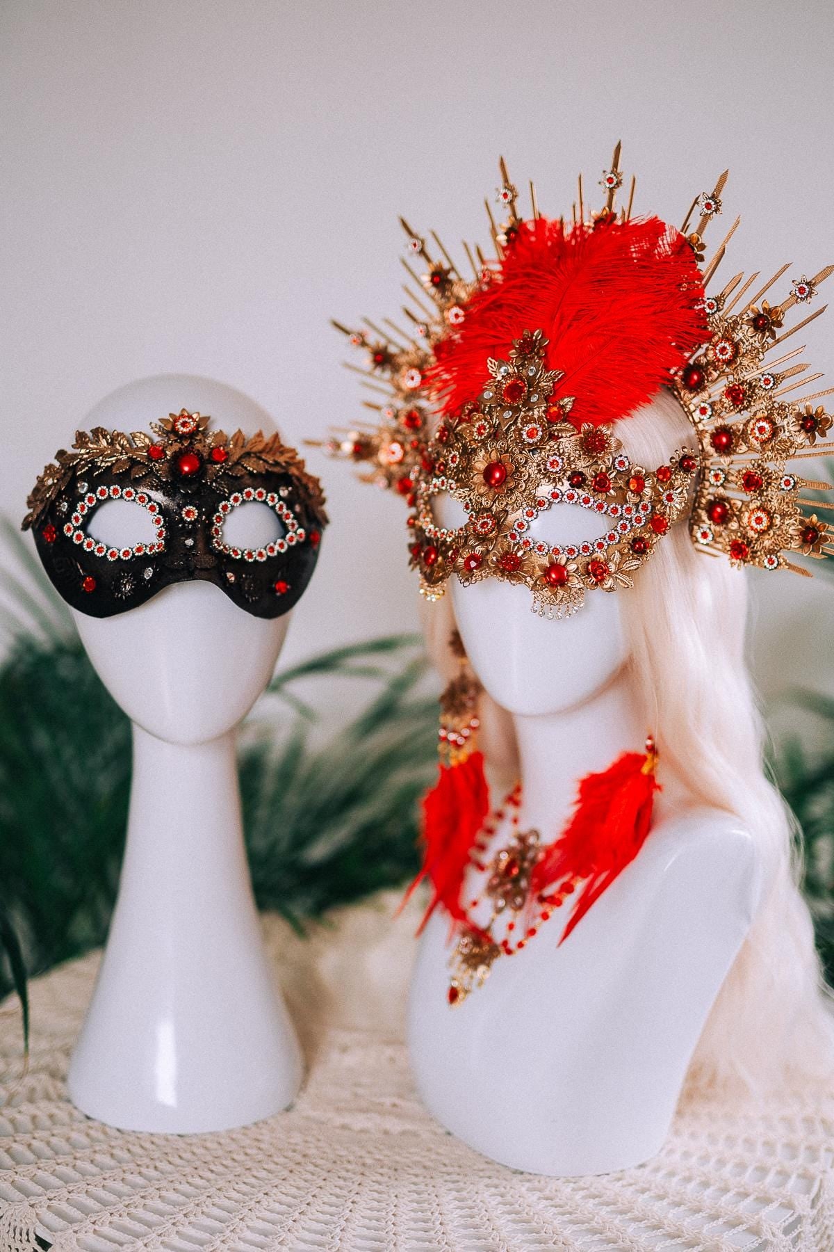 Crimson Baroque Masquerade Mask