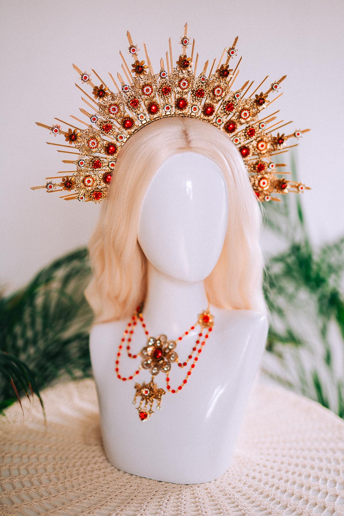Crimson Baroque Masquerade Halo Crown