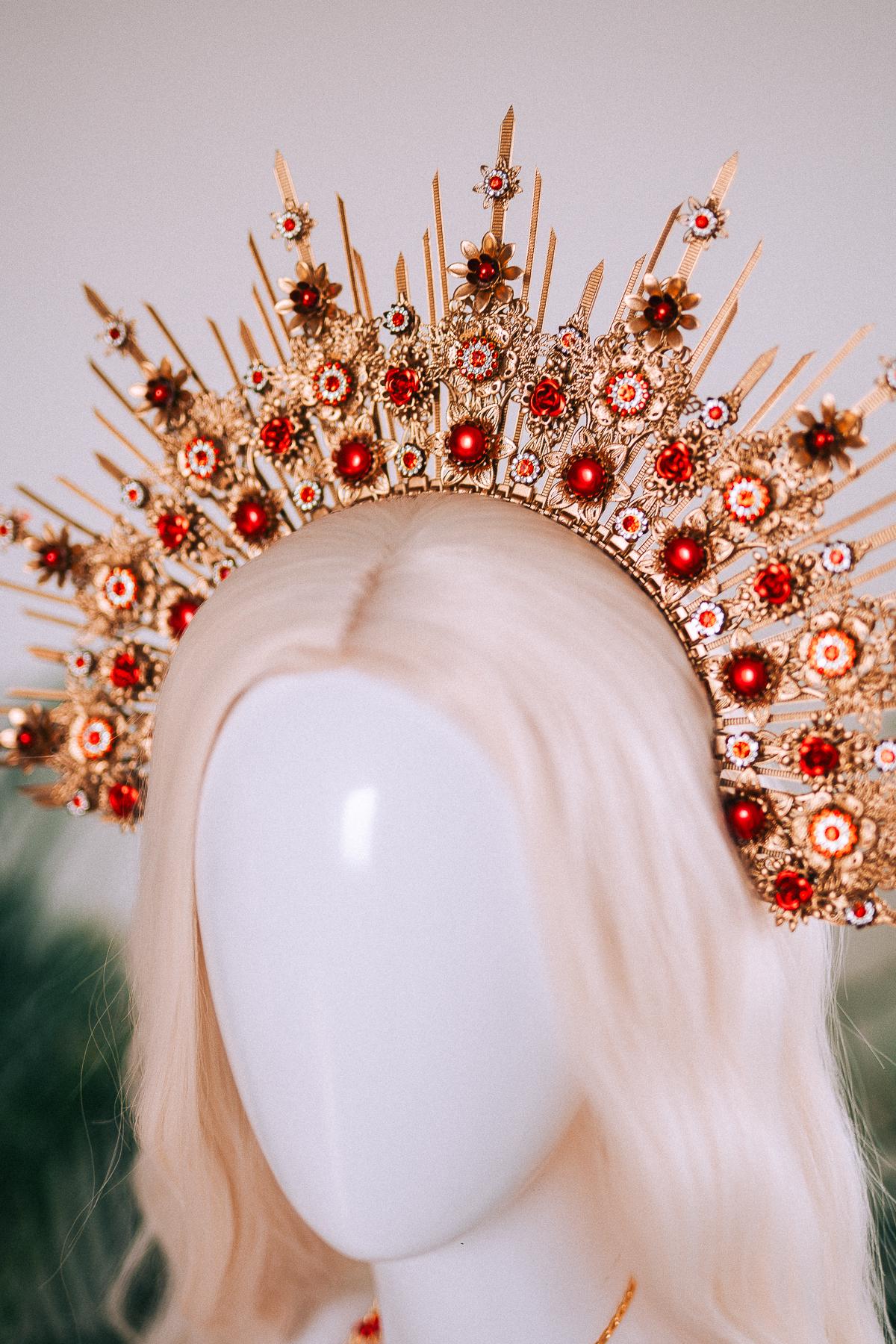 Crimson Baroque Masquerade Halo Crown