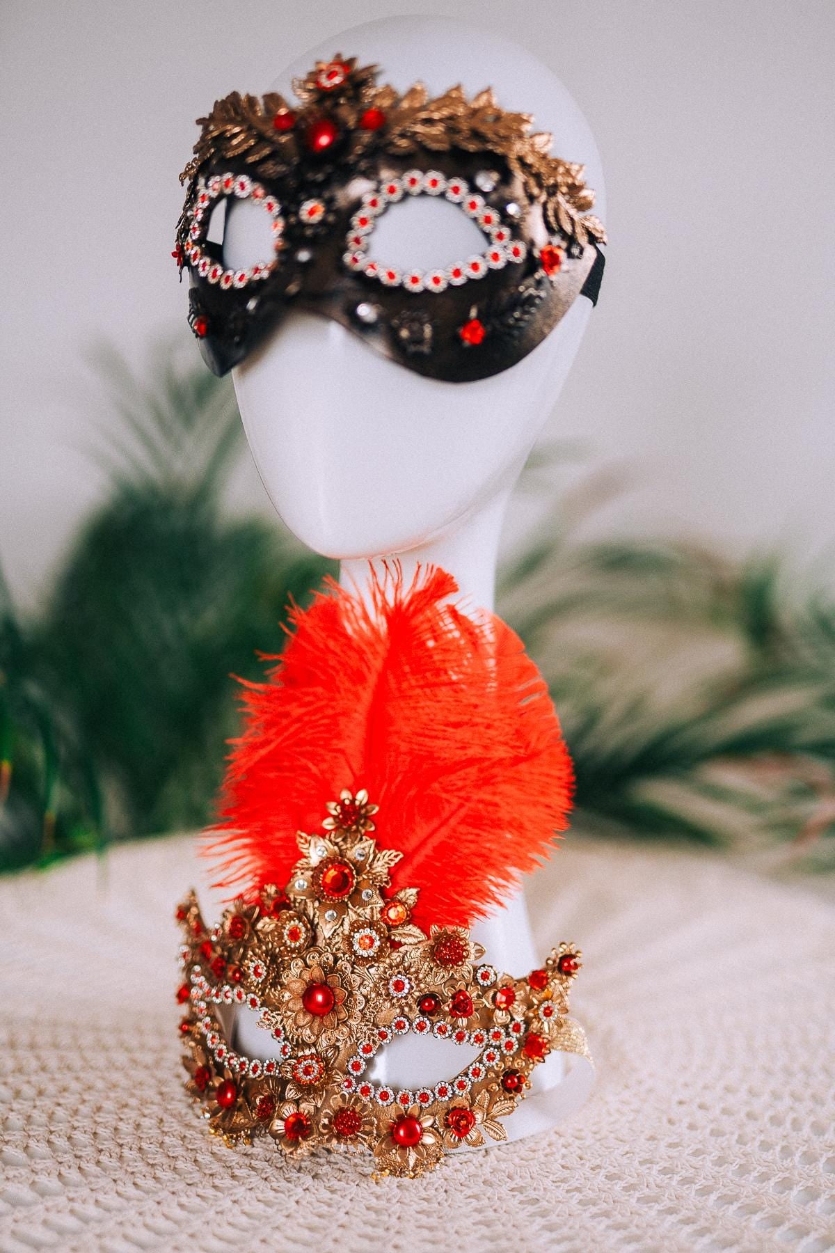 Crimson Baroque Masquerade Mask For Men