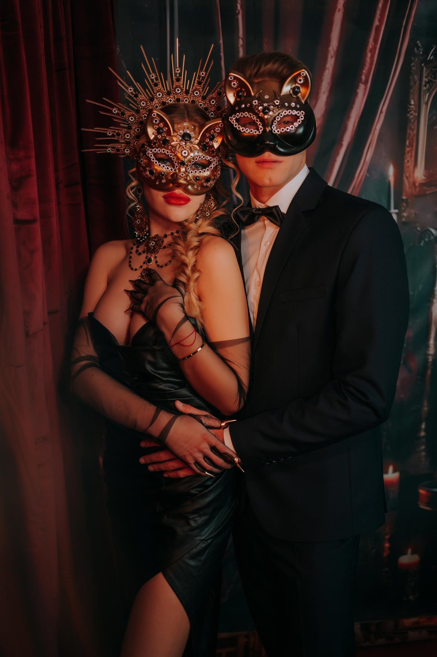 Black Cat Masquerade Mask For Men