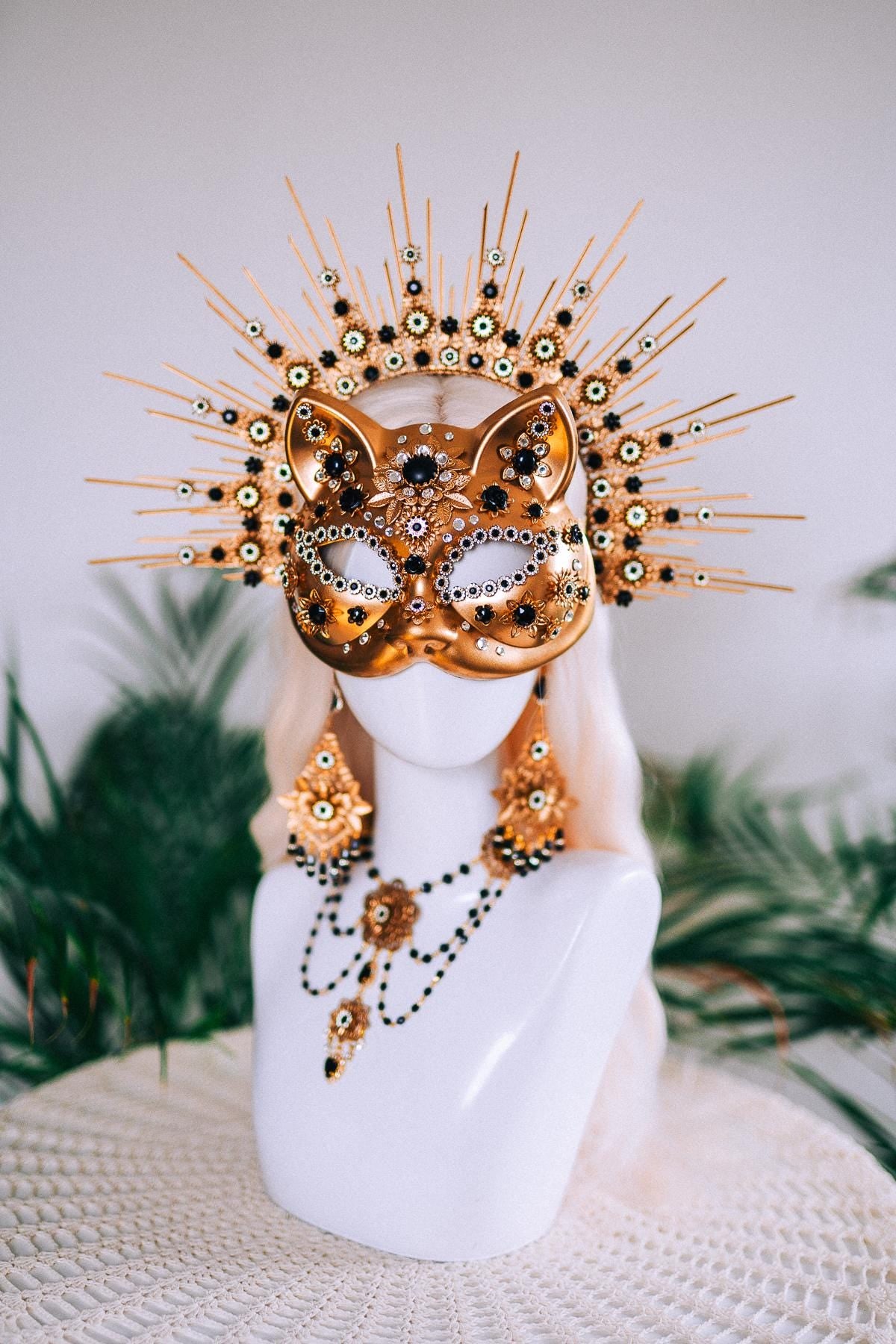 Catwoman Halo Crown Masquerade Headpiece Luxury Feline Goddess Crown