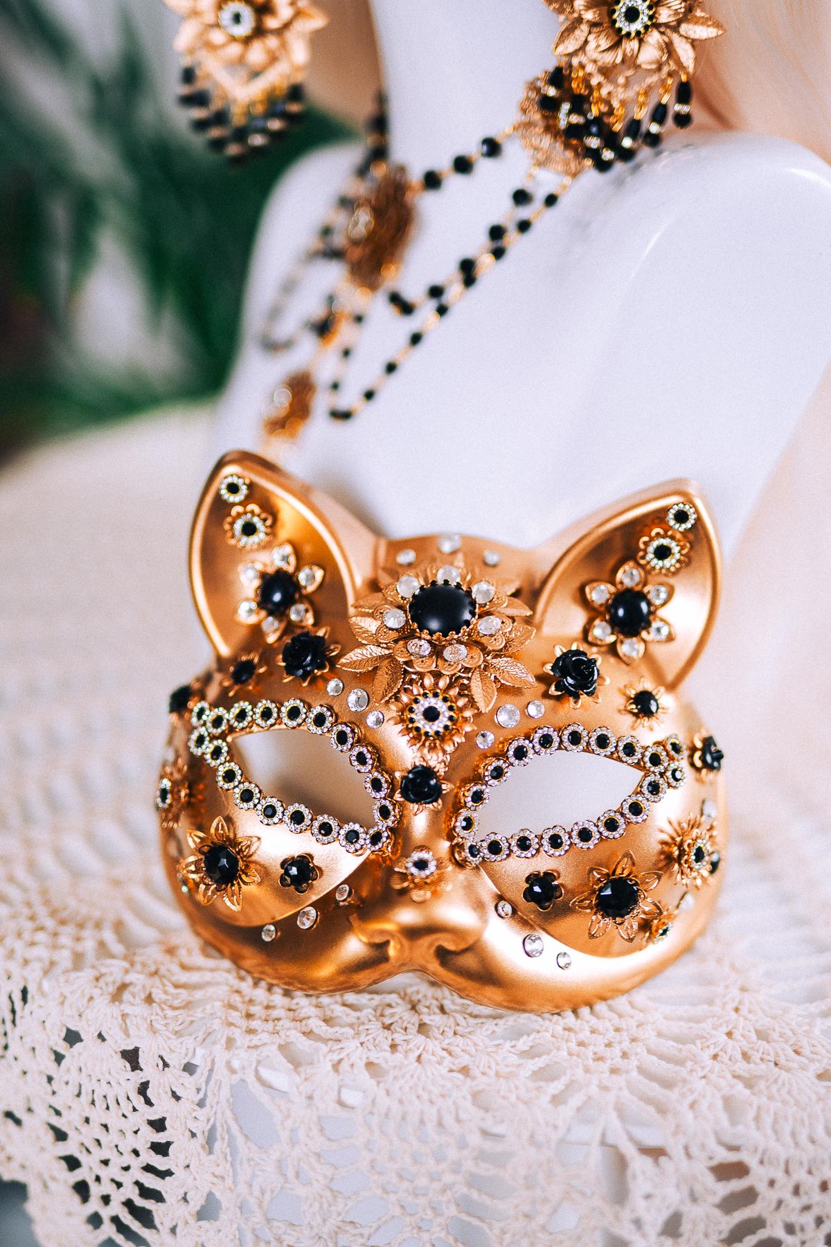 Black Cat Masquerade Mask For Men