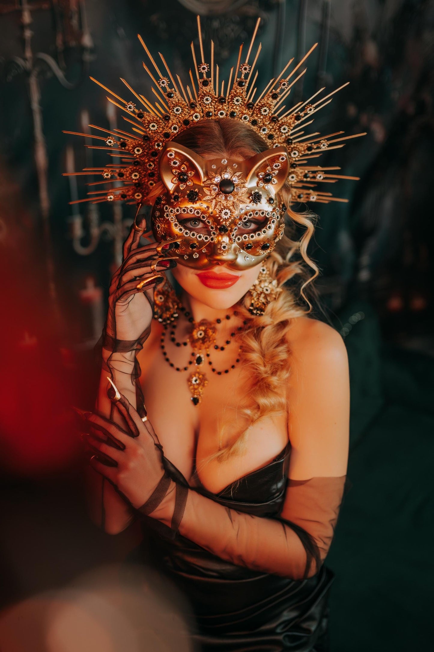 Black Cat Masquerade Mask For Men