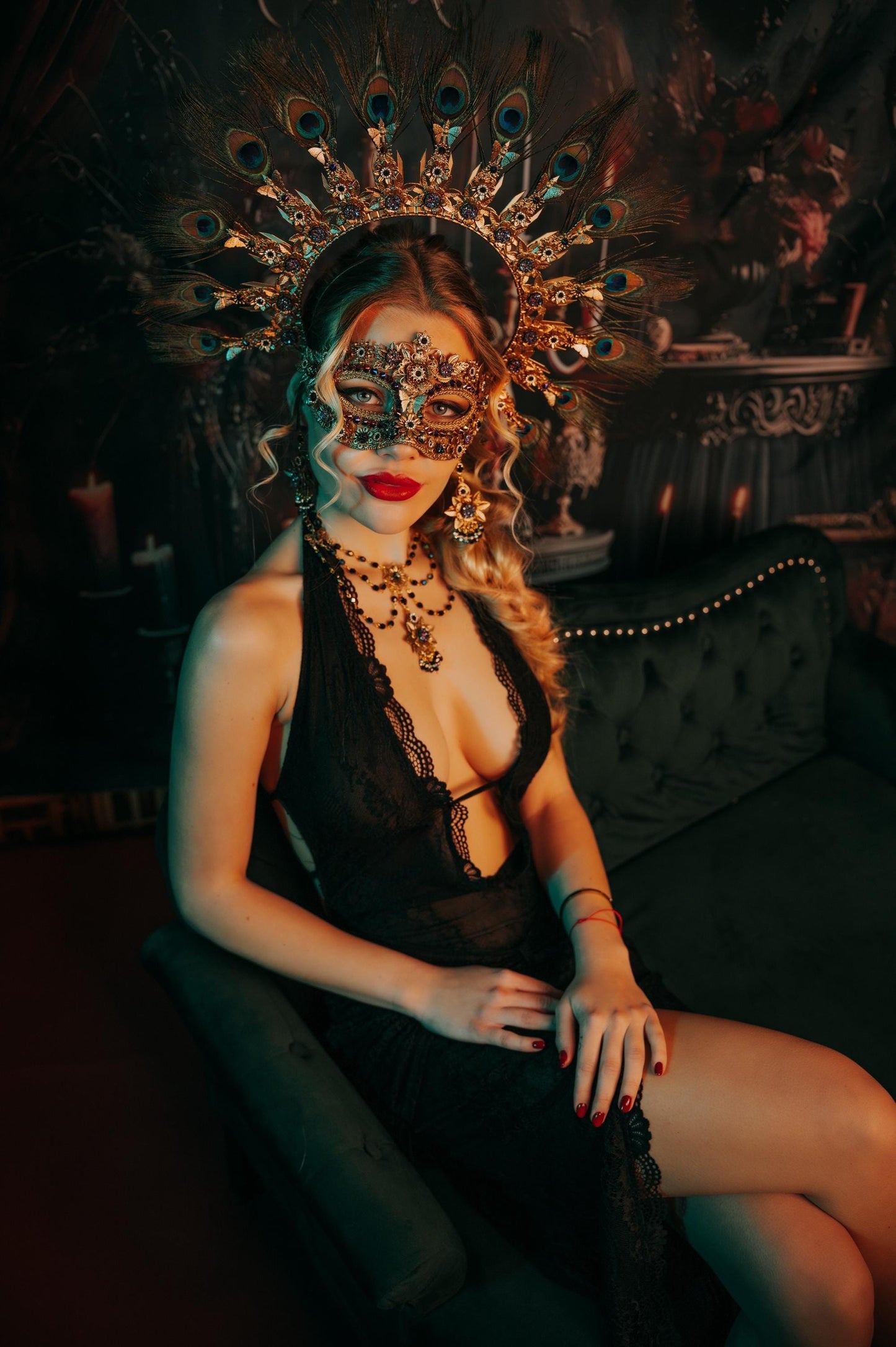 Black Gold Masquerade Mask For Men