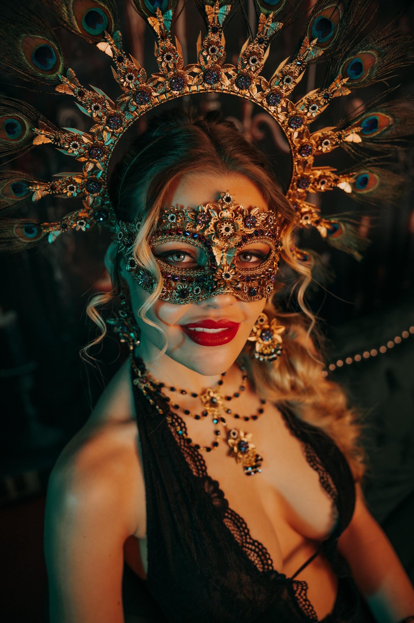 Black Gold Masquerade Mask For Men