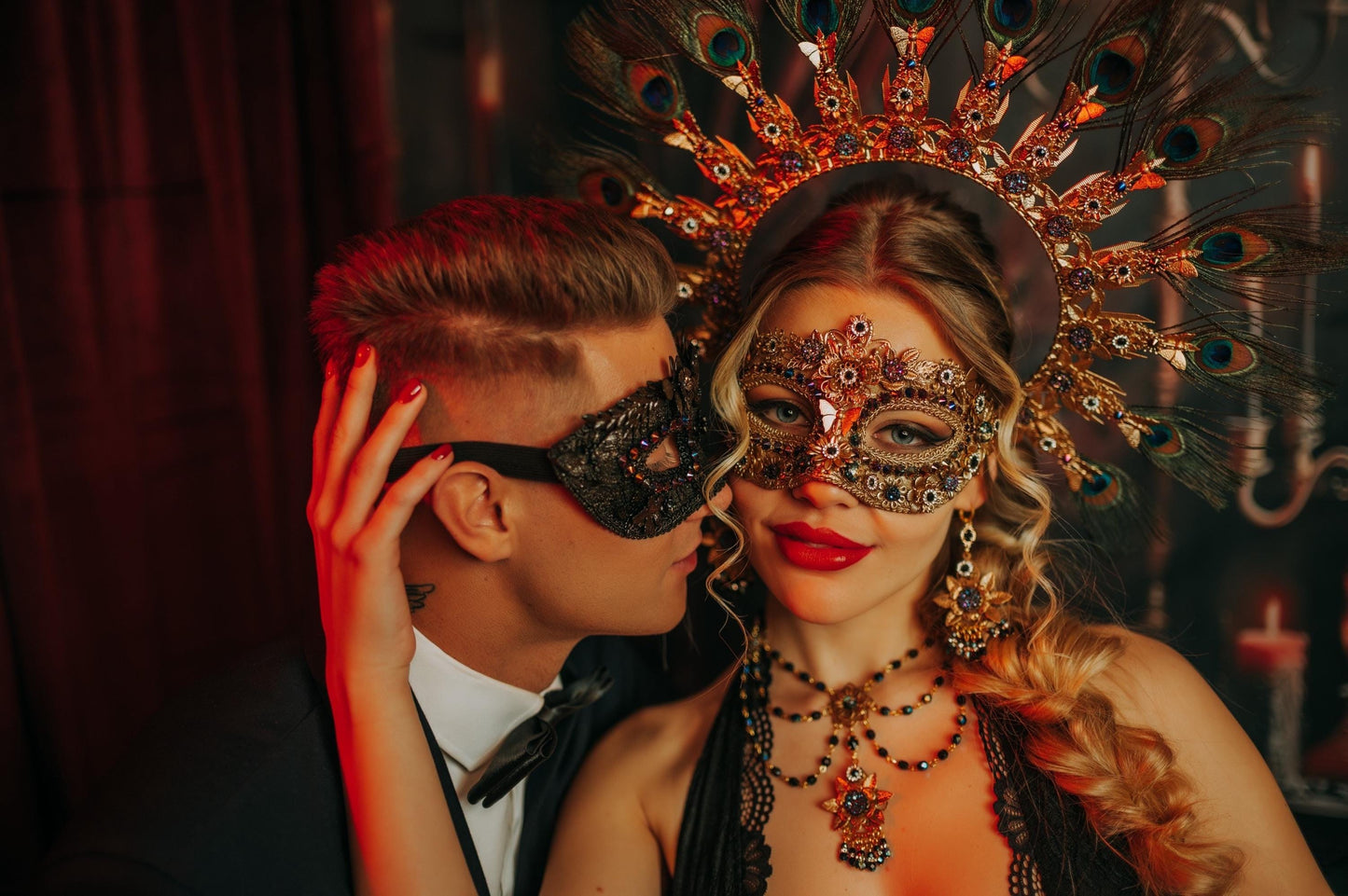 Black Gold Masquerade Mask For Men