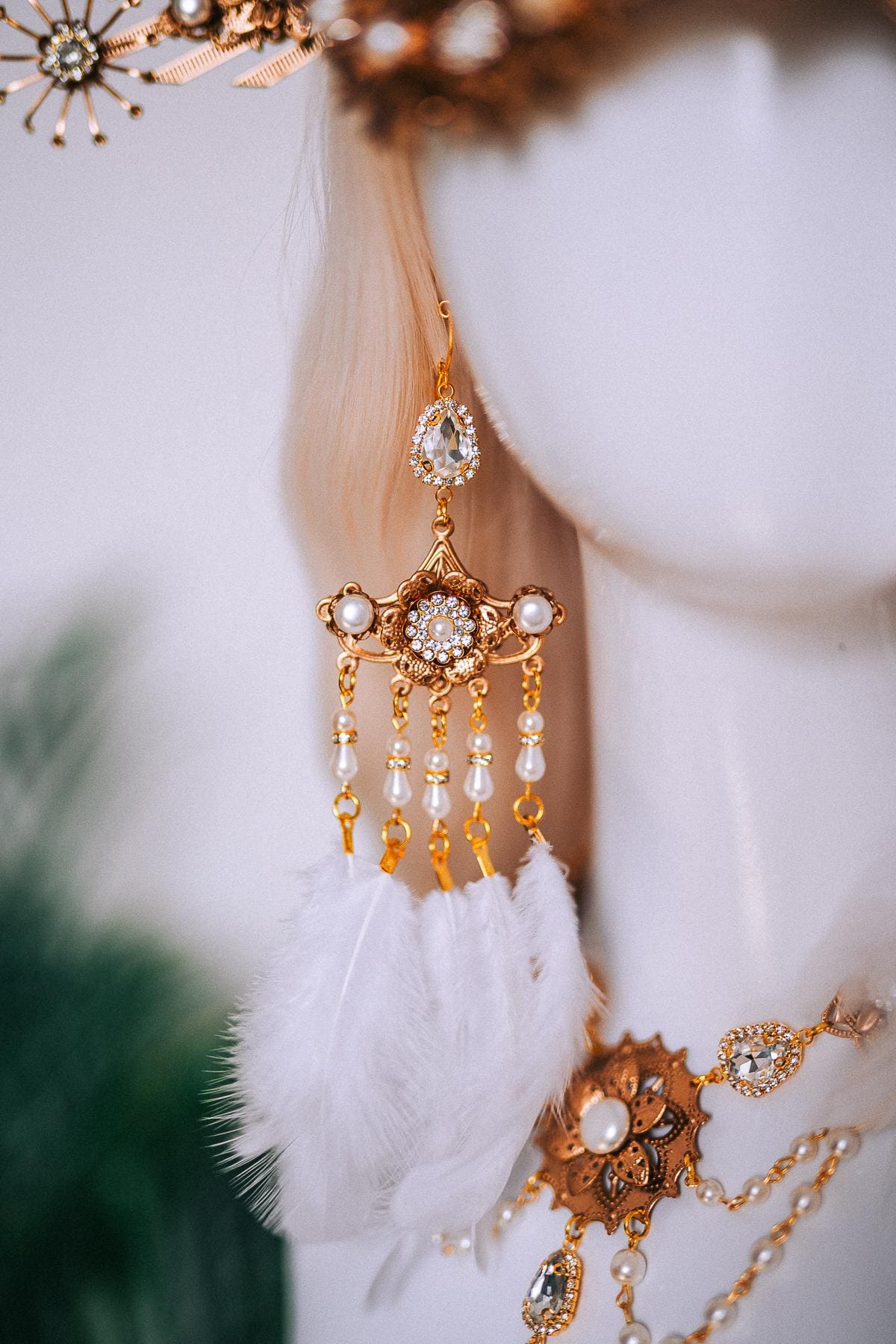 Golden Masquerade Earrings With Pearls Luxury Statement Jewelry