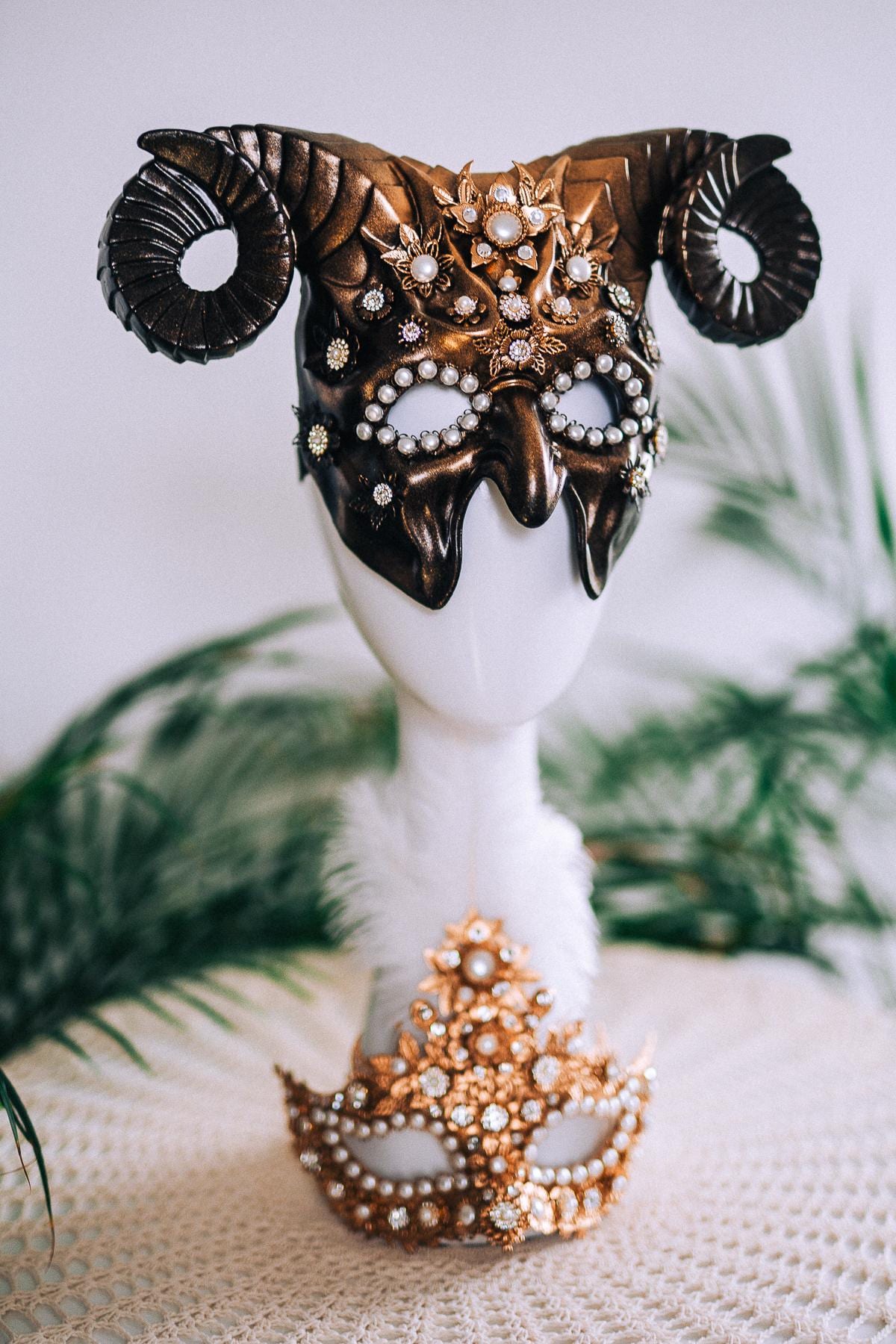 Golden Masquerade Earrings With Pearls Luxury Statement Jewelry