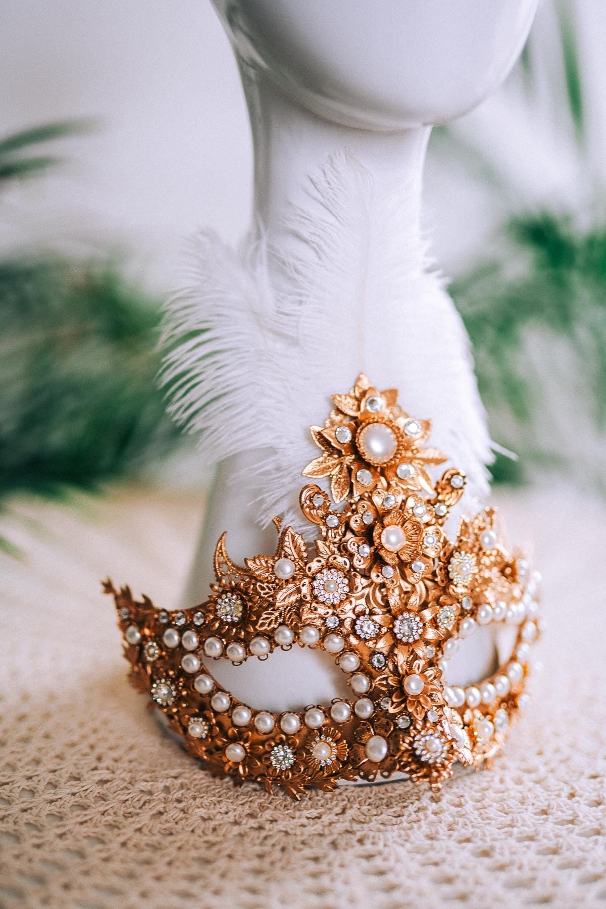 Golden Masquerade Earrings With Pearls Luxury Statement Jewelry