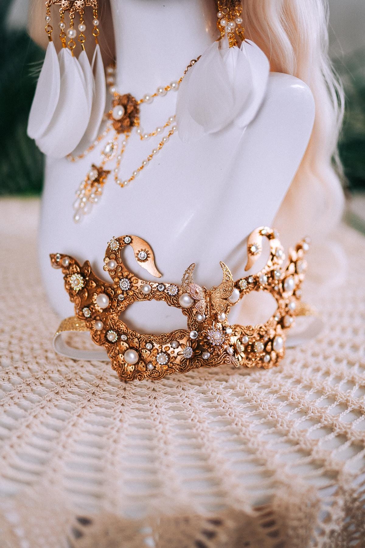 White Swan Masquerade Mask For Women