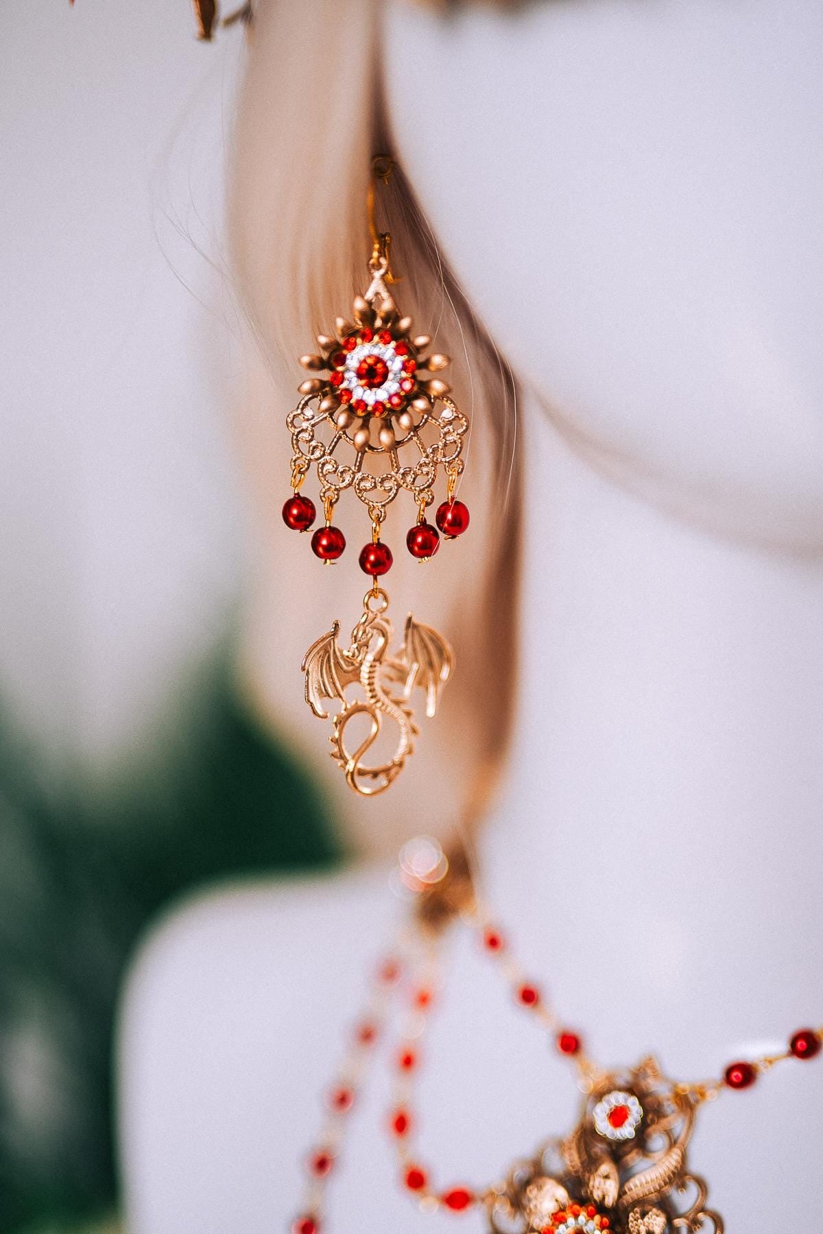 Red Dragon Masquerade Earrings