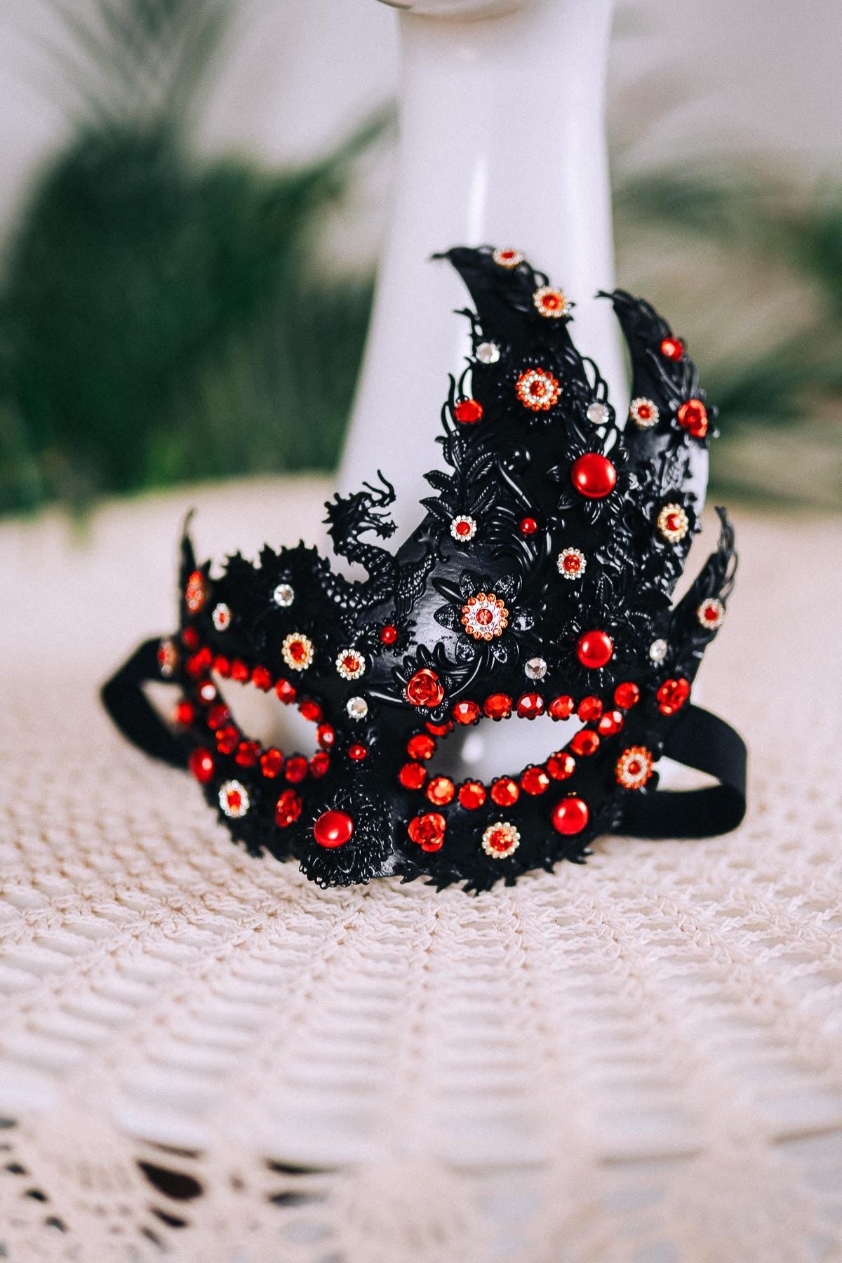 Red Dragon Masquerade Earrings