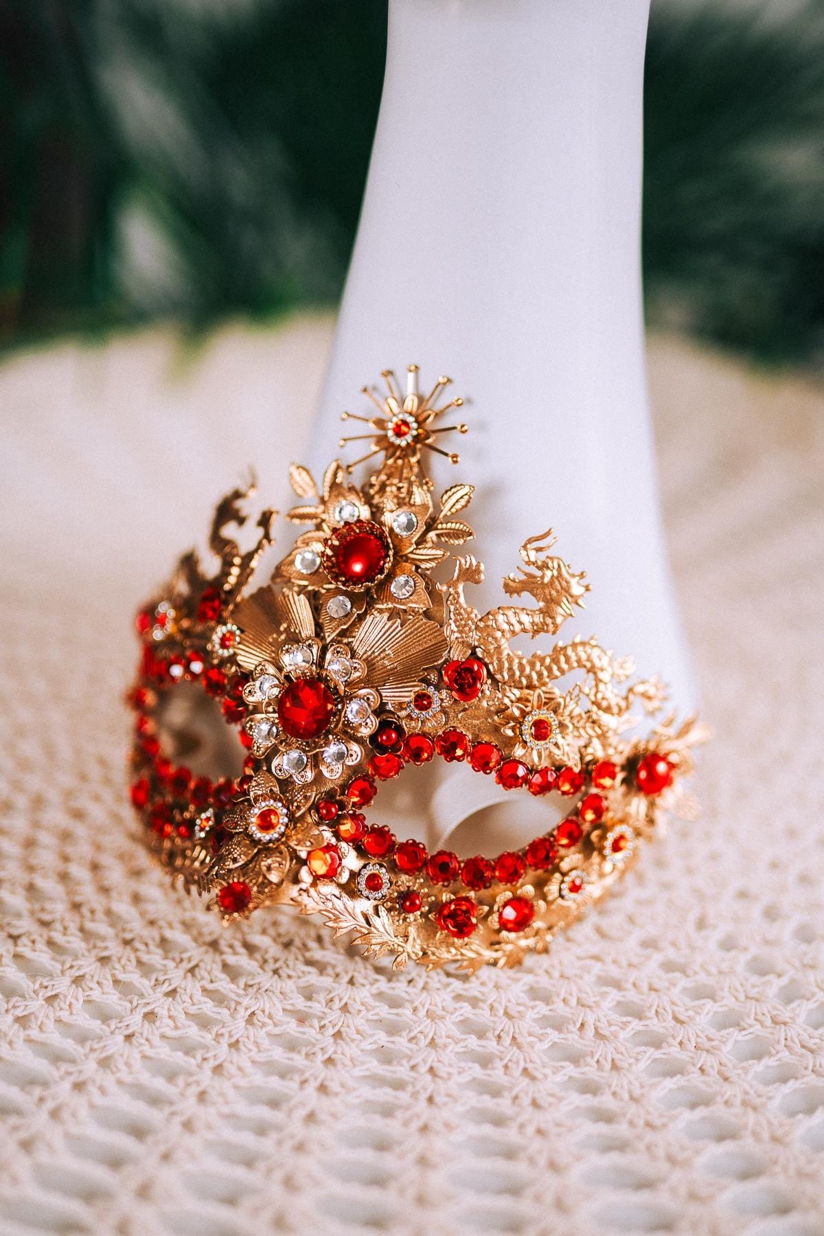 Red Dragon Empress Masquerade Mask