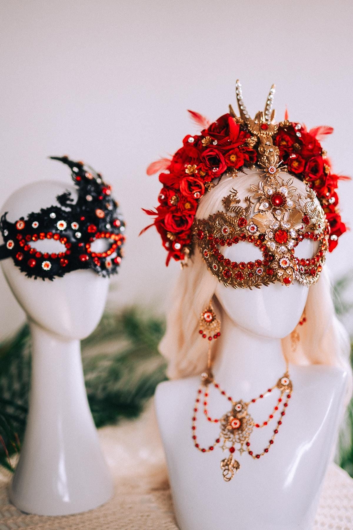 Red Dragon Masquerade Earrings