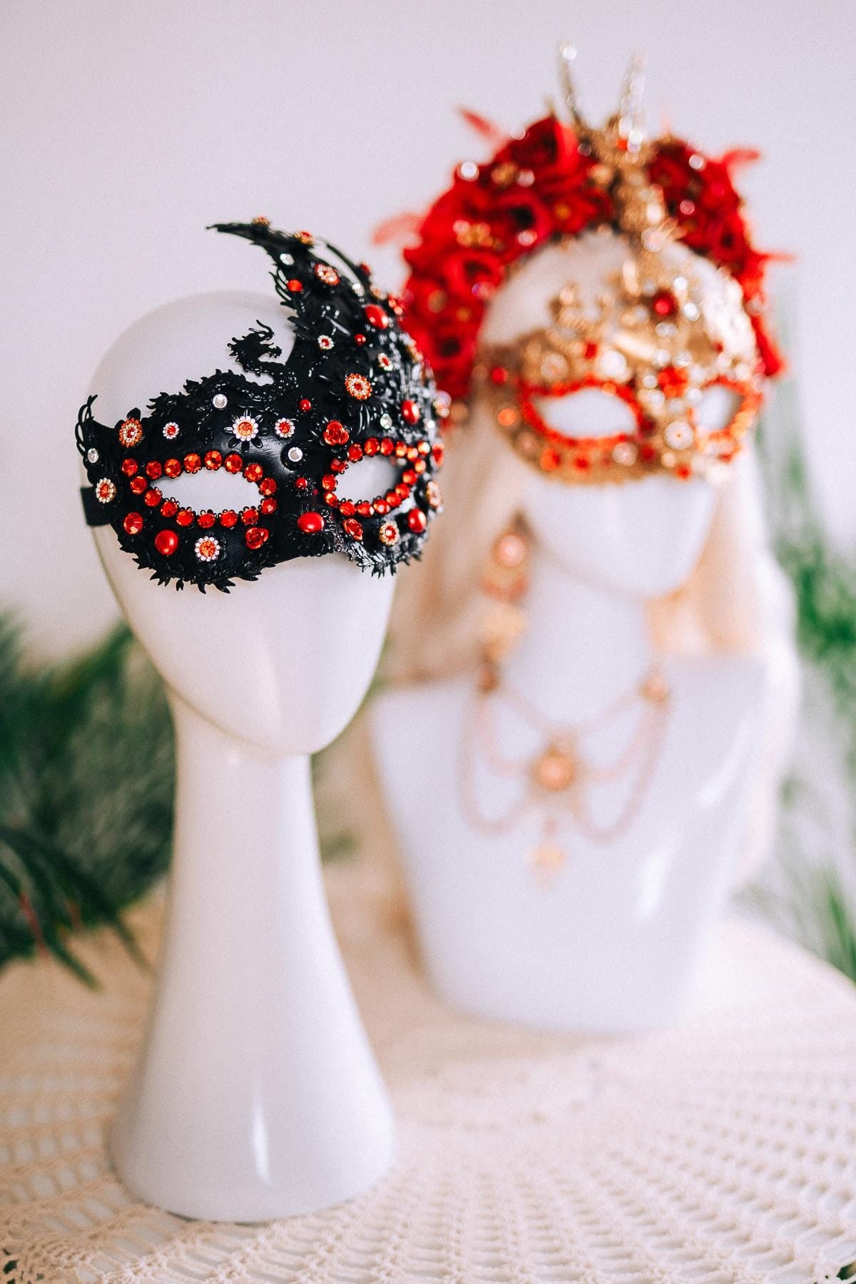 Red Dragon Masquerade Earrings