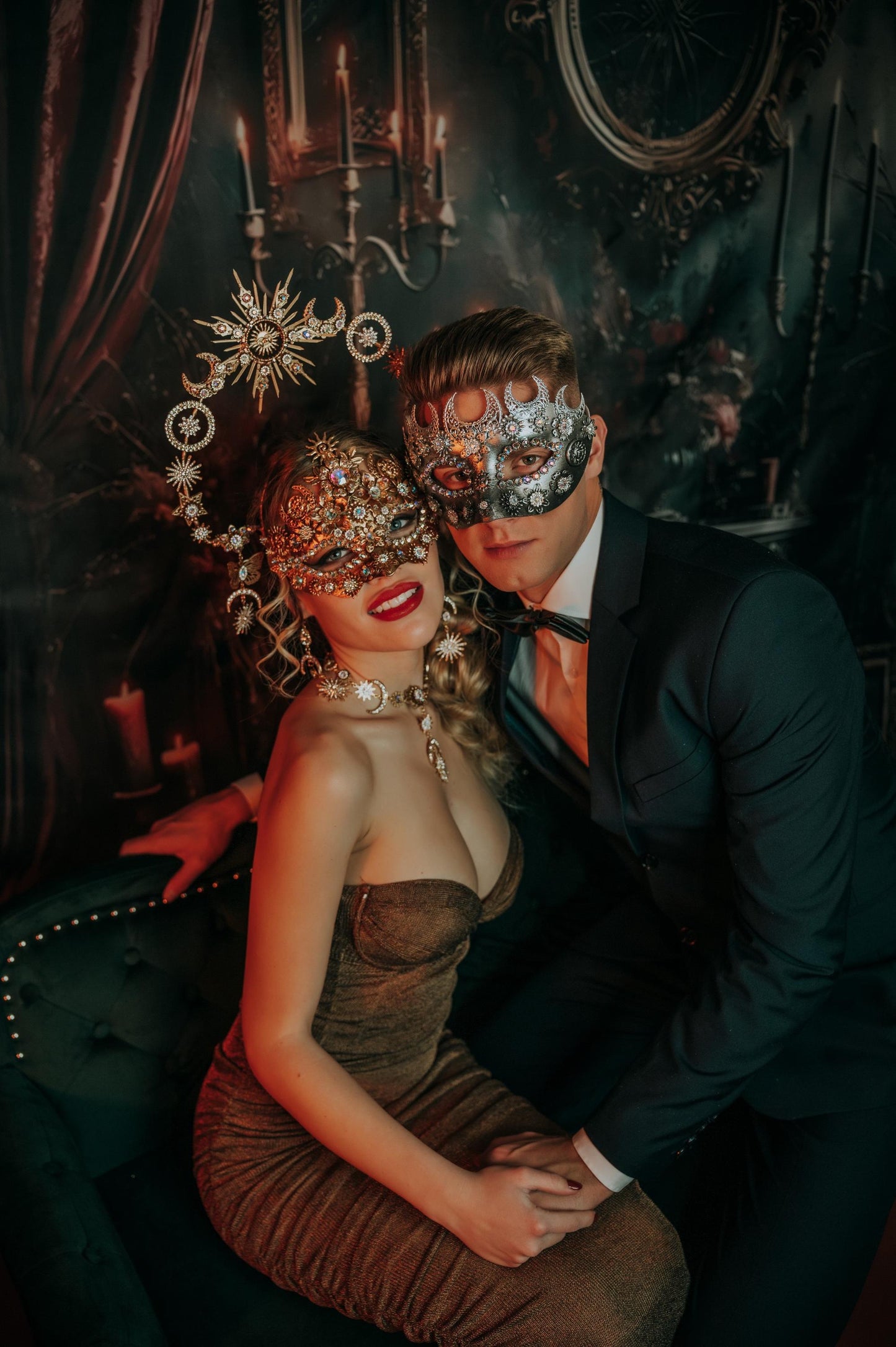 Solar Eclipse Sun Moon Masquerade Necklace