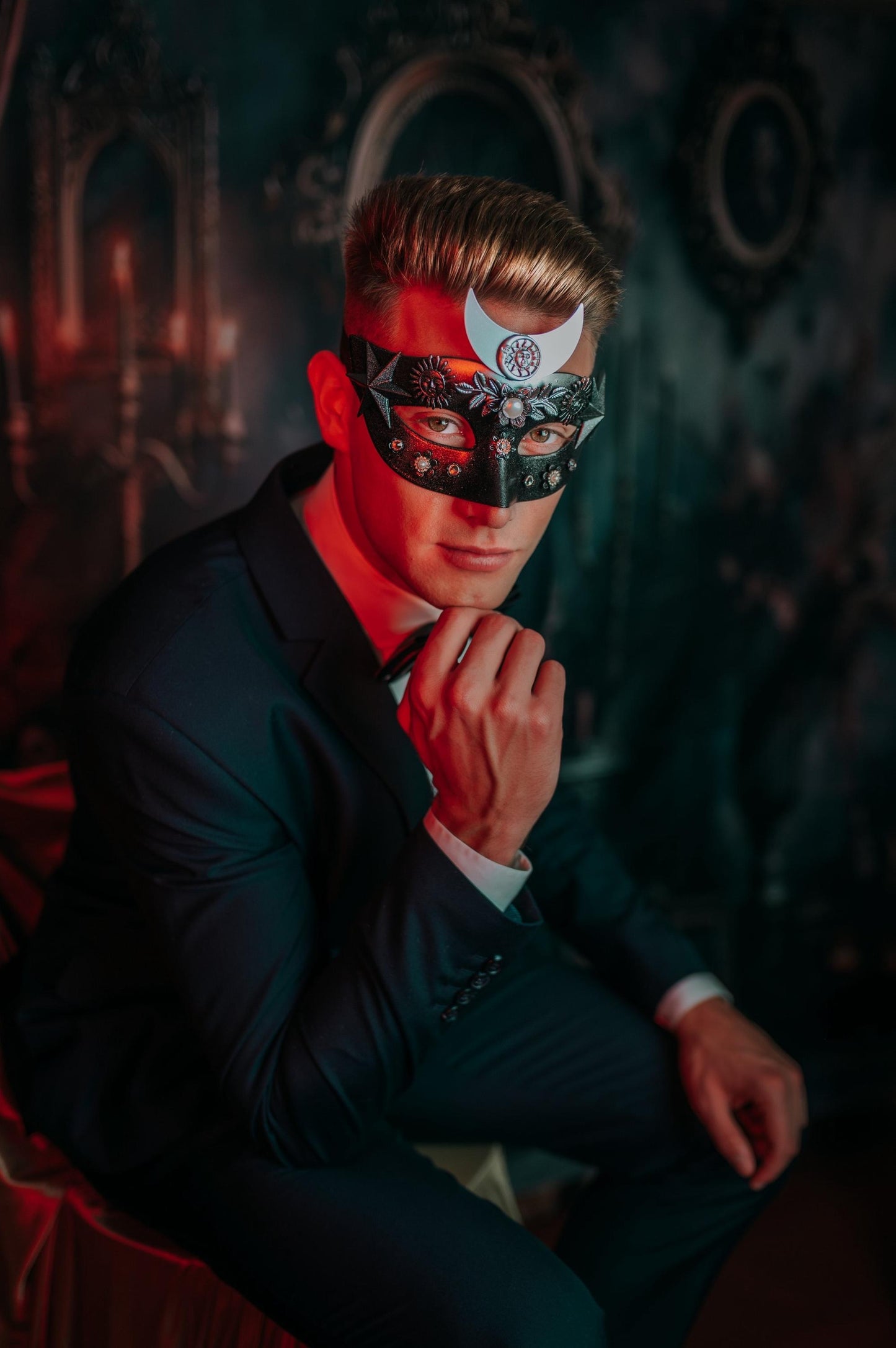 Moon Child Lunar King Masquerade Mask Celestial Men Headpiece