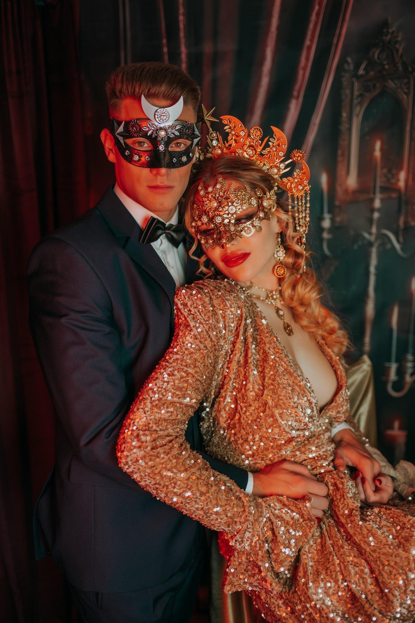 Moon Child Lunar King Masquerade Mask Celestial Men Headpiece
