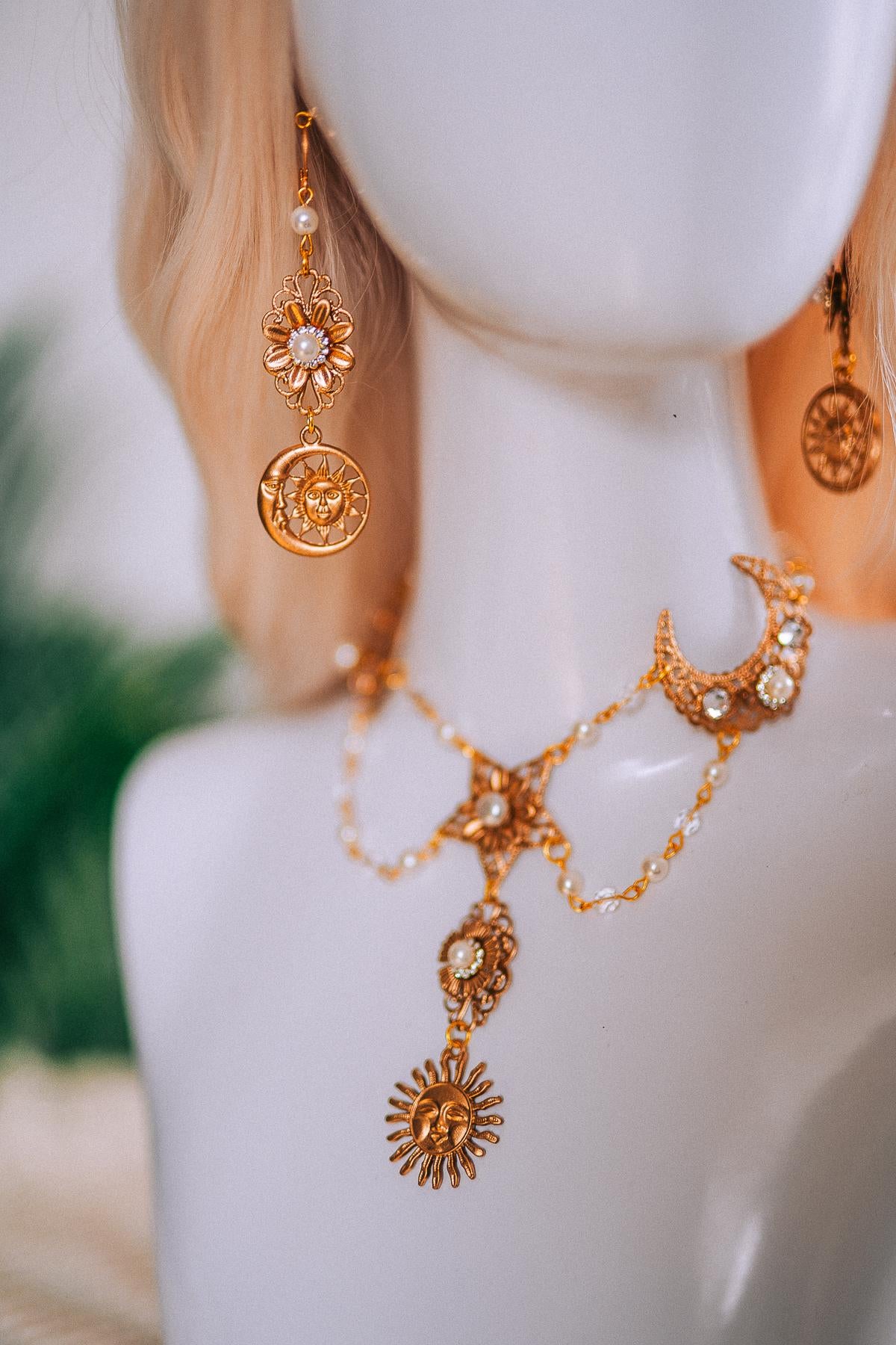 Moon Child Celestial Earrings Lunar Goddess Jewelry