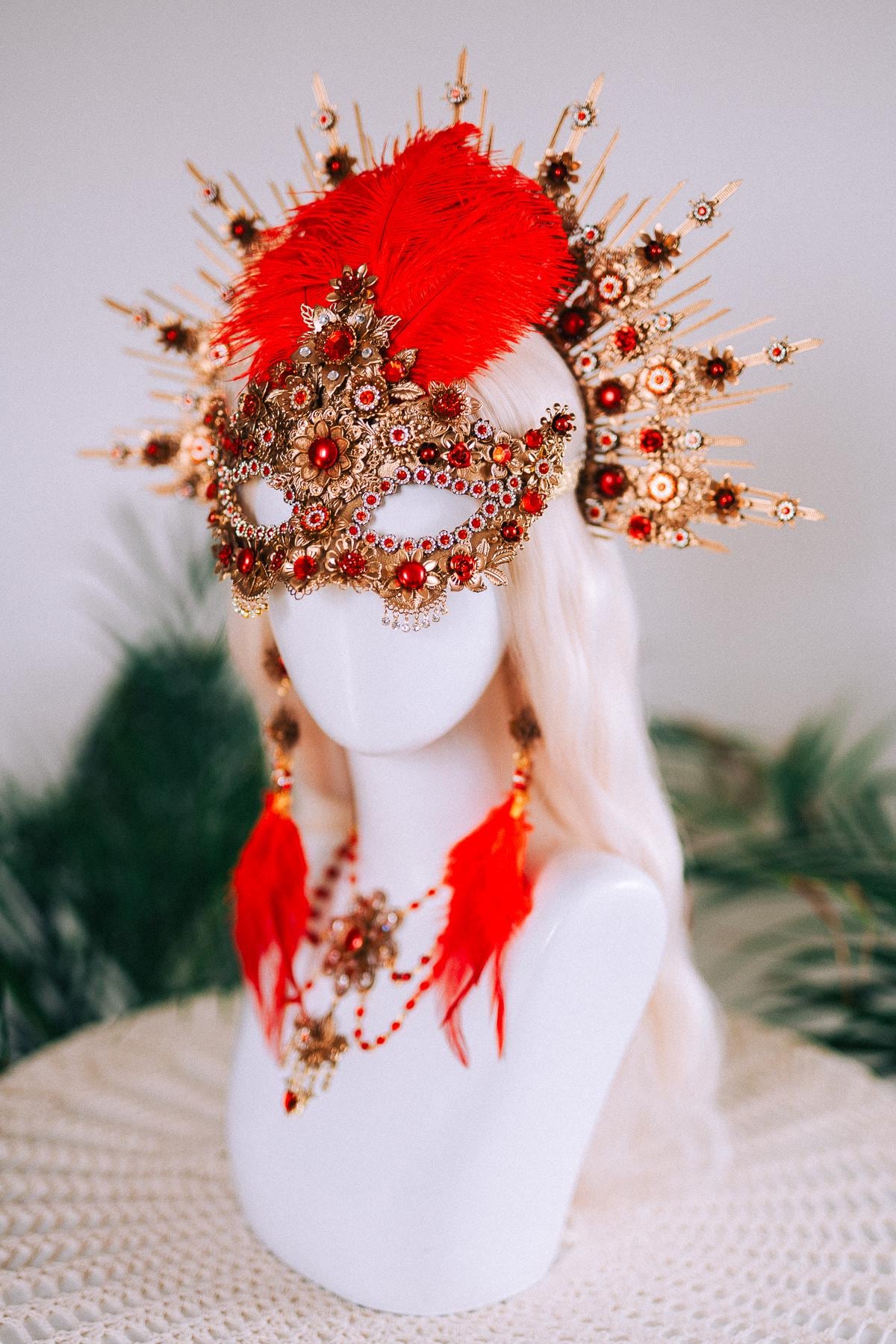 Crimson Baroque Masquerade Necklace