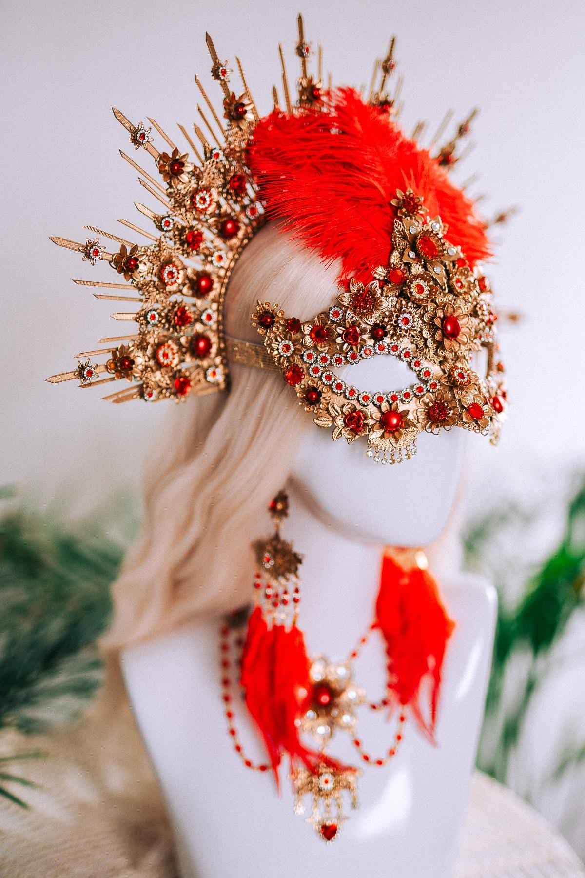 Crimson Baroque Masquerade Necklace