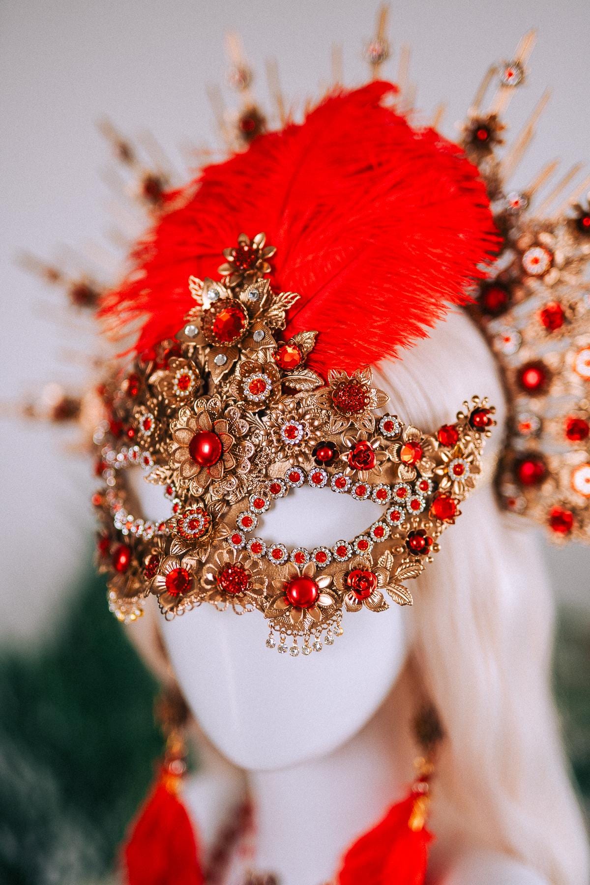 Crimson Baroque Masquerade Necklace