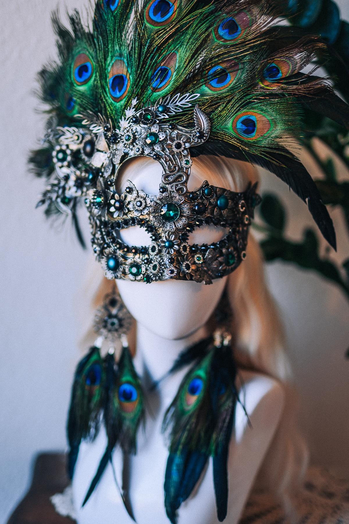 Peacock Goddess Earrings Baroque Statement Jewelry