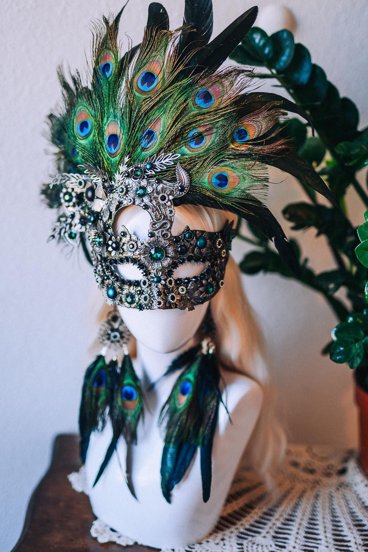 Peacock Goddess Earrings Baroque Statement Jewelry