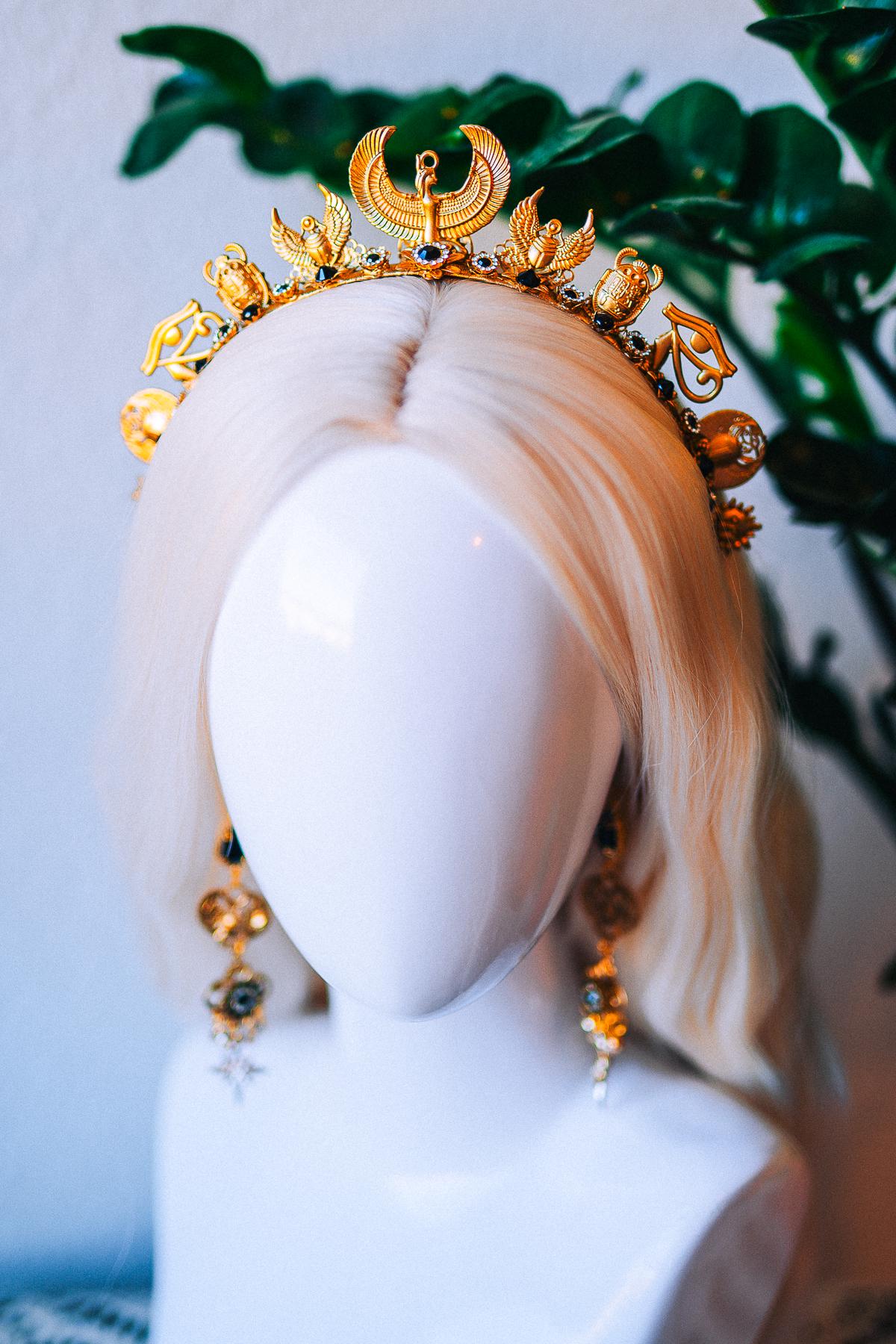 Cleopatra Scarab Earrings Egyptian Goddess Jewelry Gold