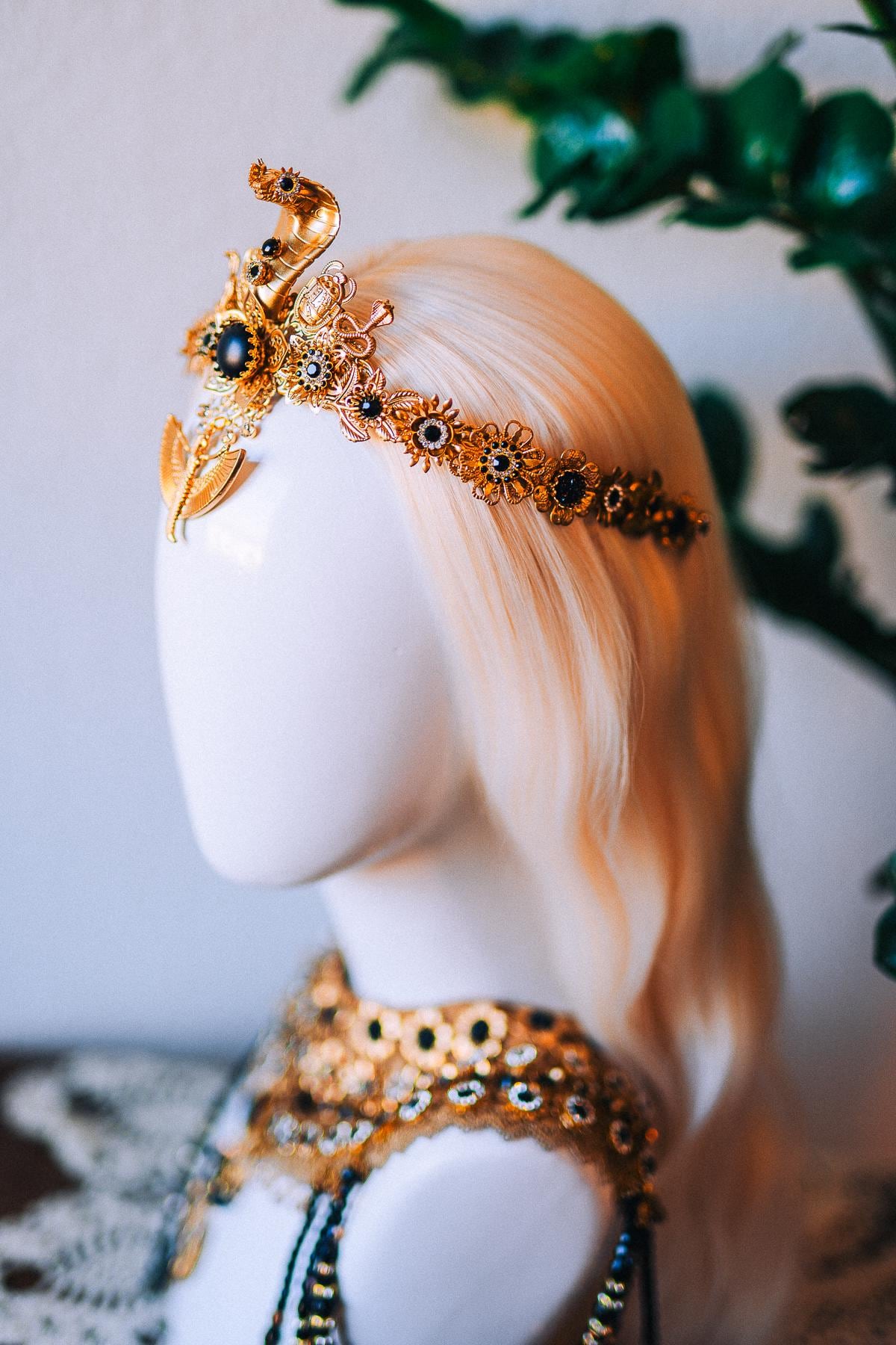 Cleopatra Solar Wings Necklace Egyptian Goddess Statement Jewelry