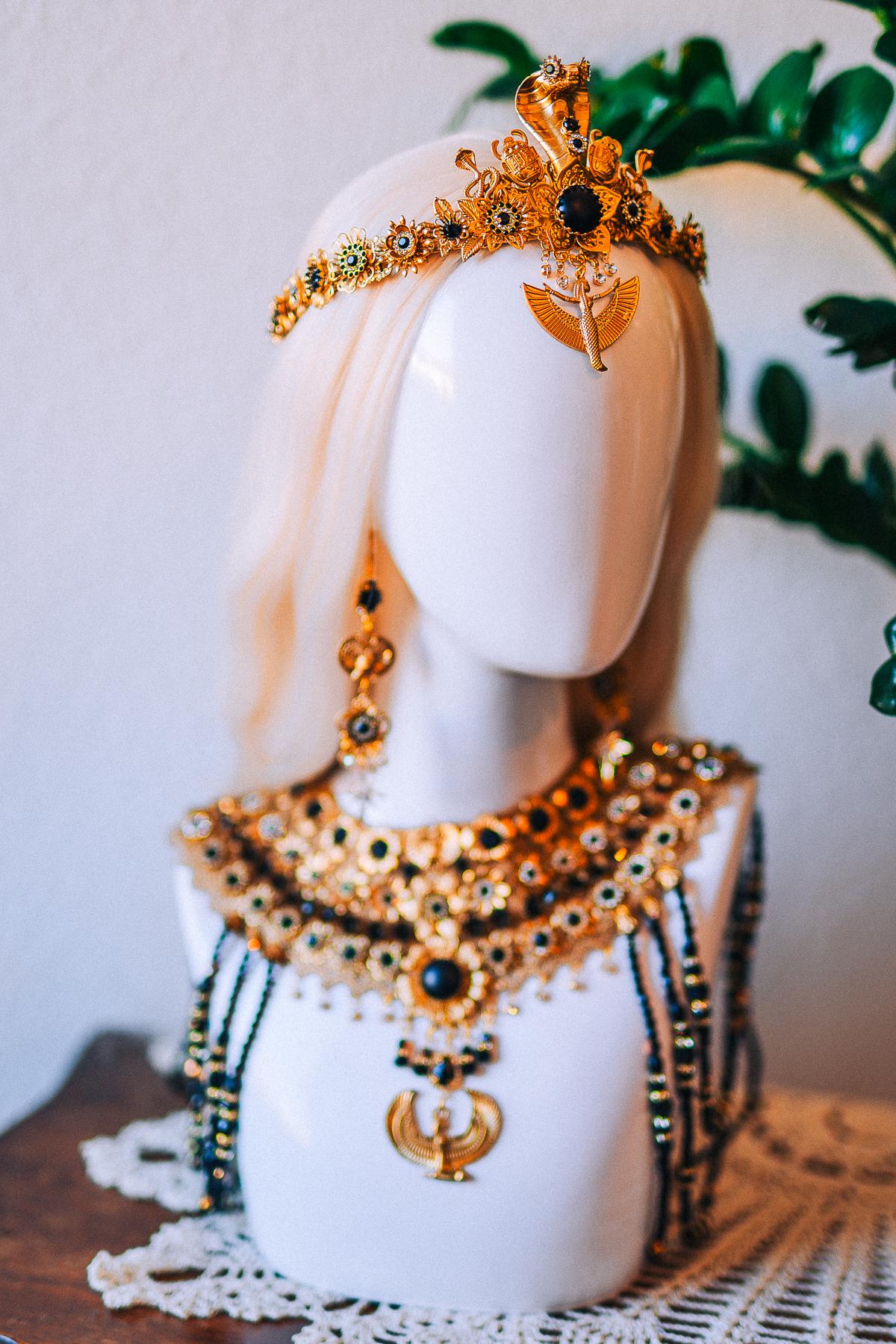 Cleopatra Solar Wings Necklace Egyptian Goddess Statement Jewelry