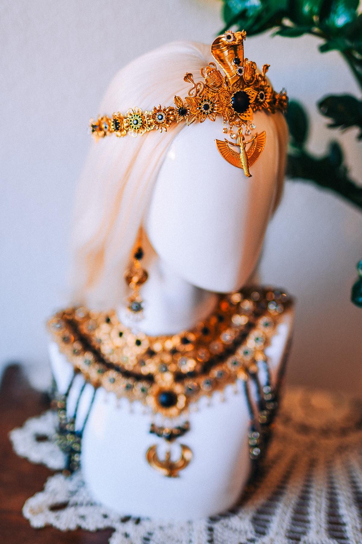 Cleopatra Solar Wings Necklace Egyptian Goddess Statement Jewelry